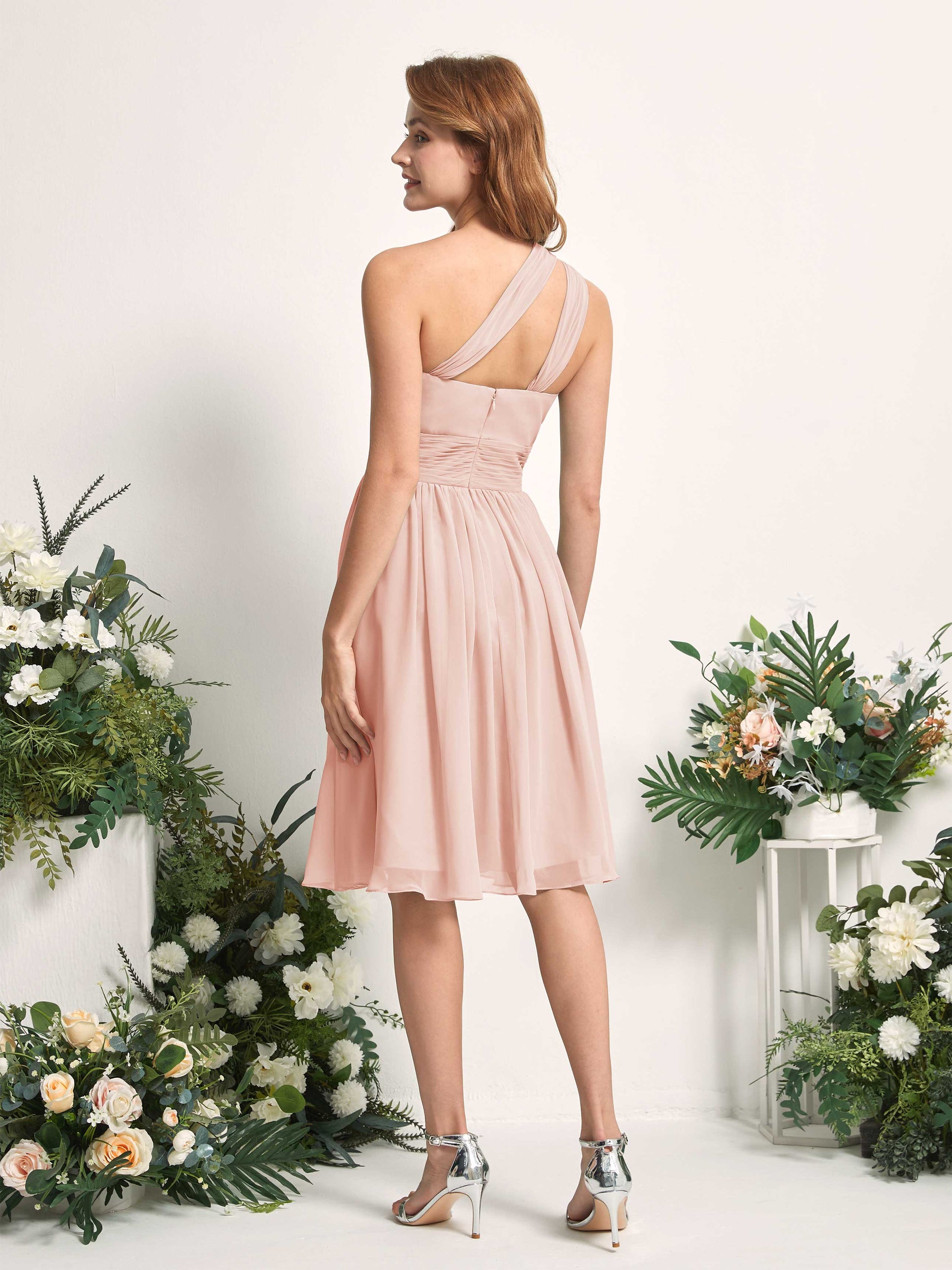 Echo Pearl Pink One Shoulder Midi Dress