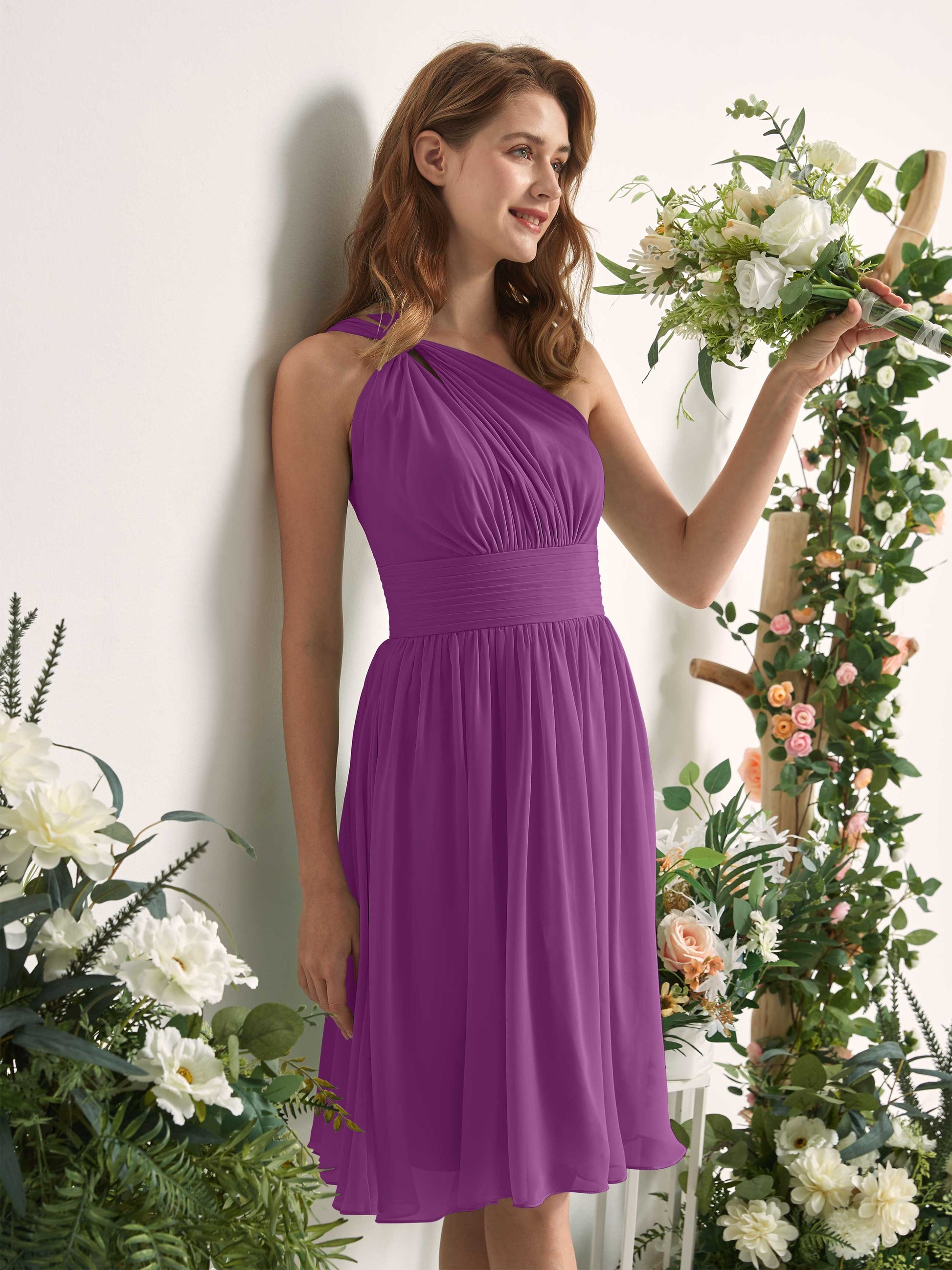 Echo Purple One Shoulder Midi Dress