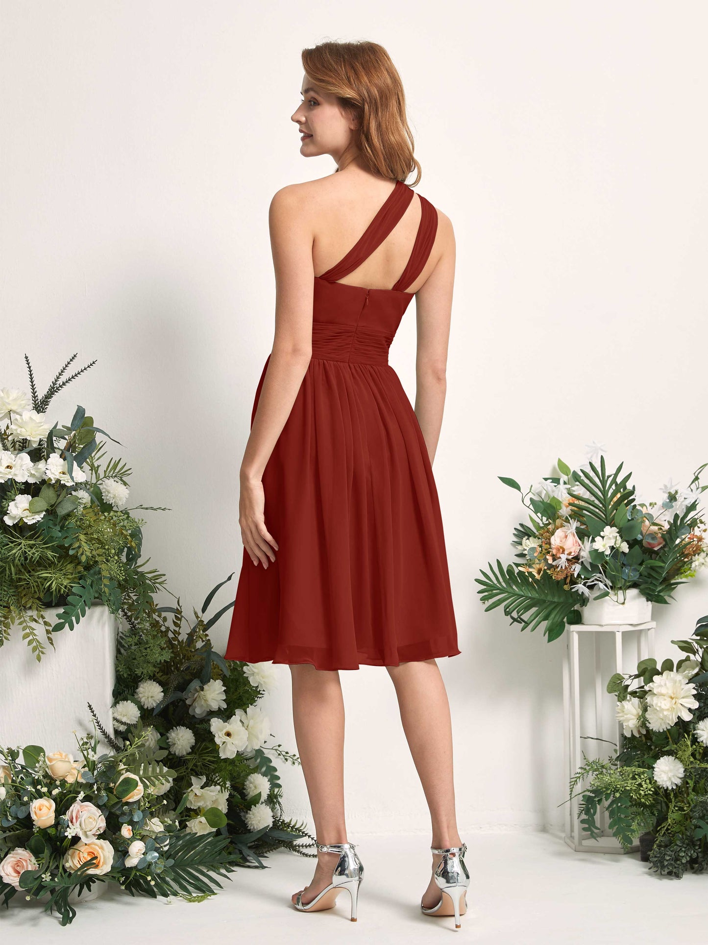 Echo Rust One Shoulder Midi Dress