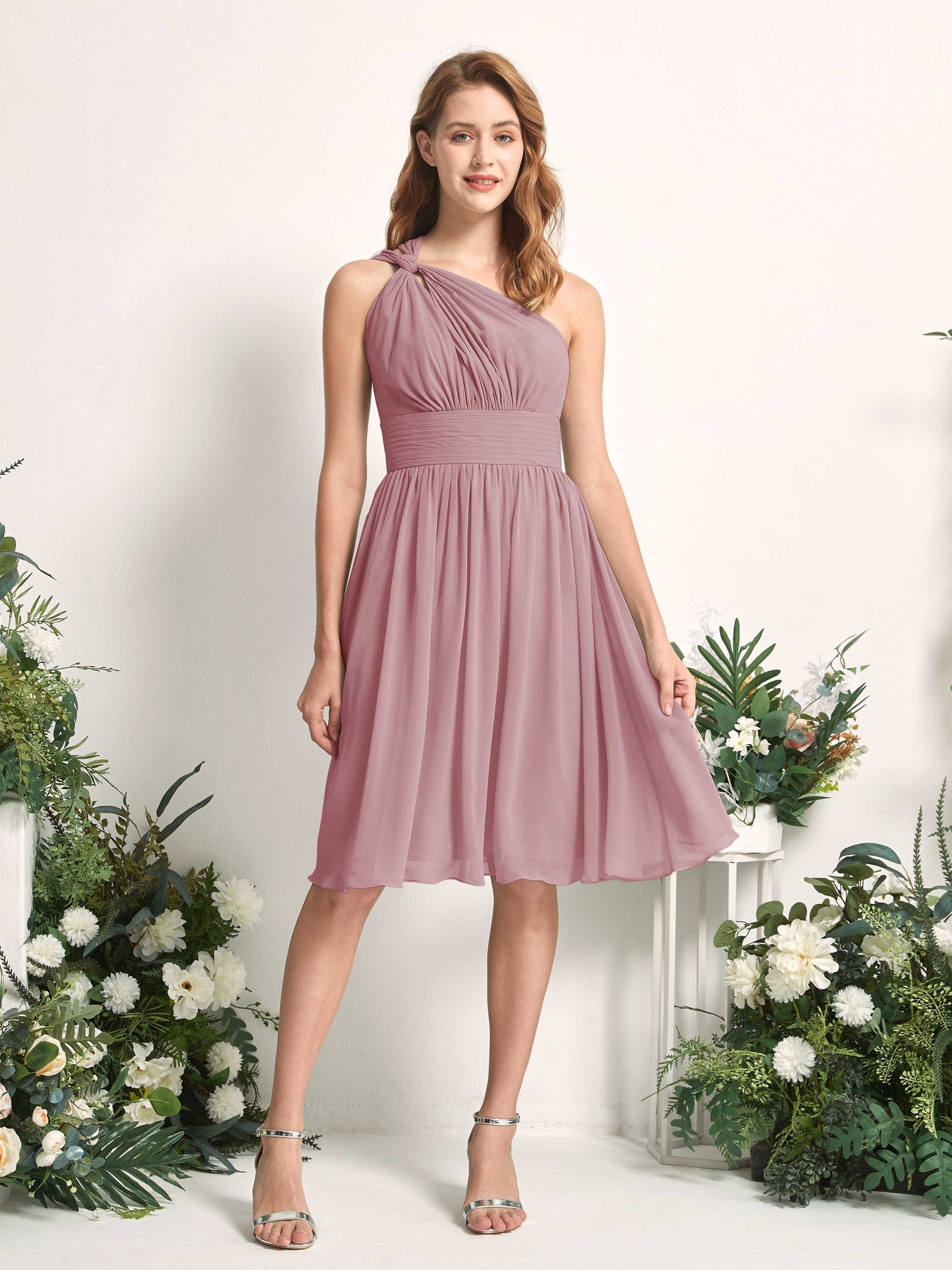 Echo Vintage Mauve One Shoulder Midi Dress