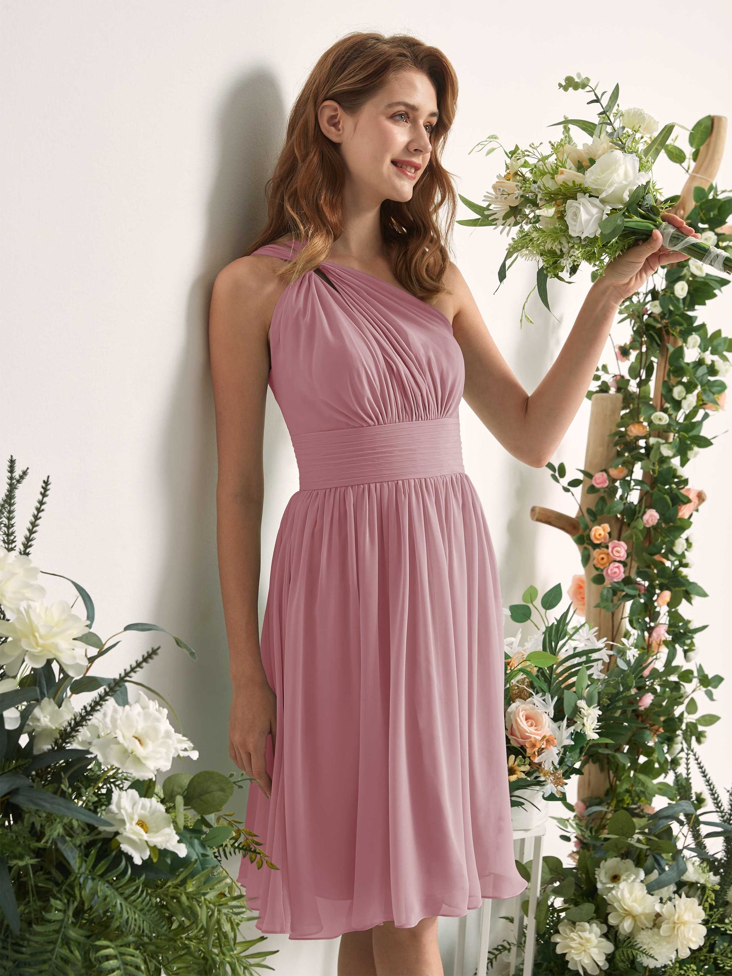 Echo Vintage Mauve One Shoulder Midi Dress