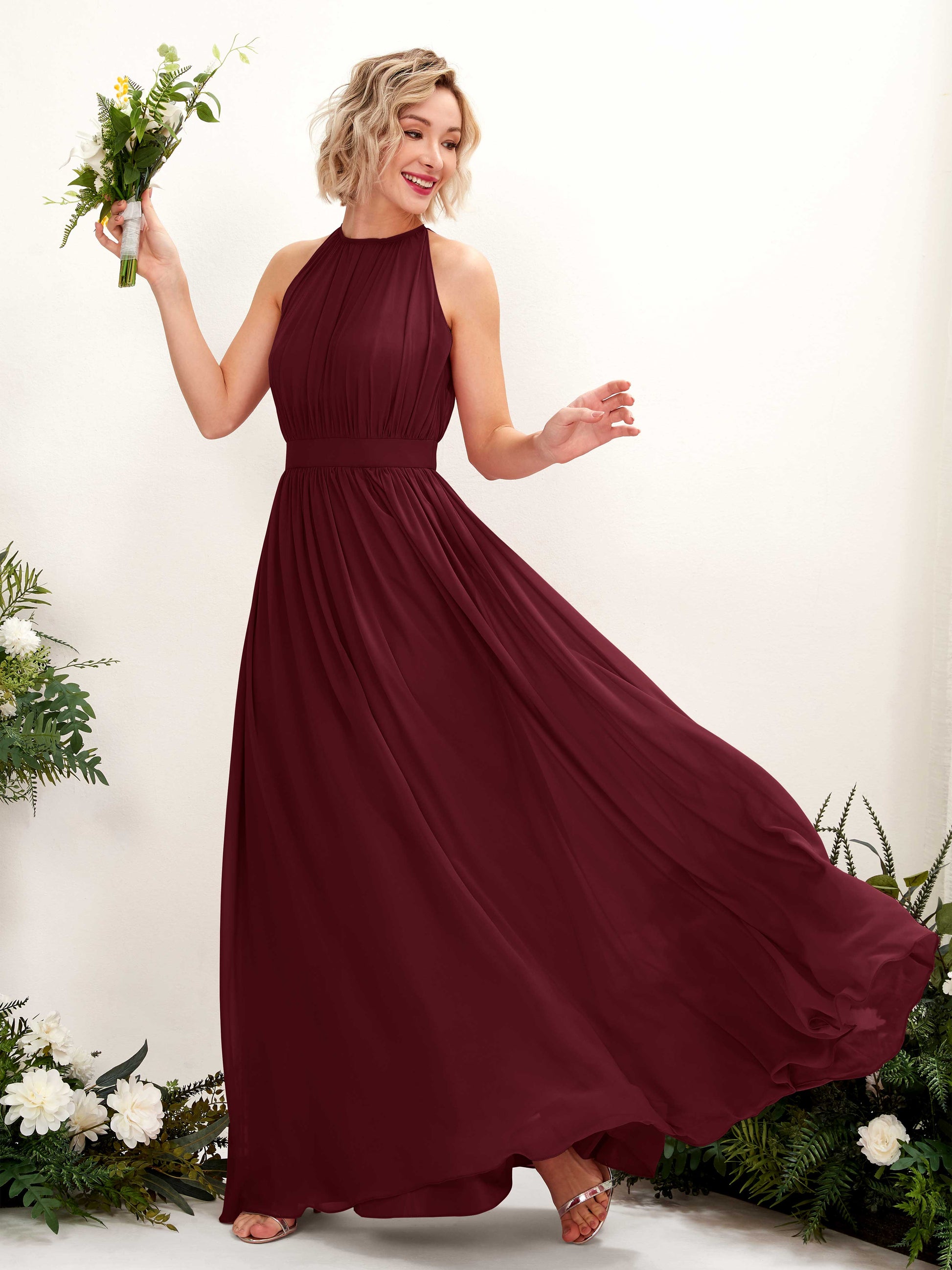 Eden Burgundy Halter Maxi Dress