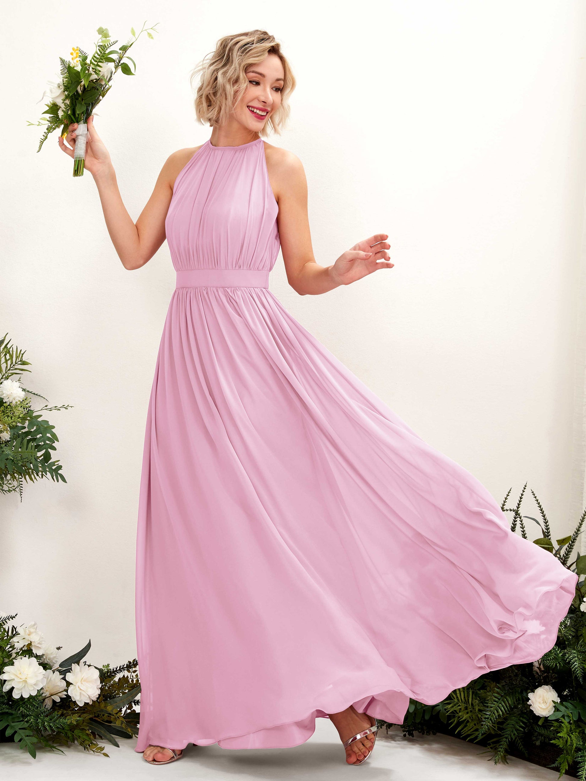 Eden Candy Pink Halter Maxi Dress