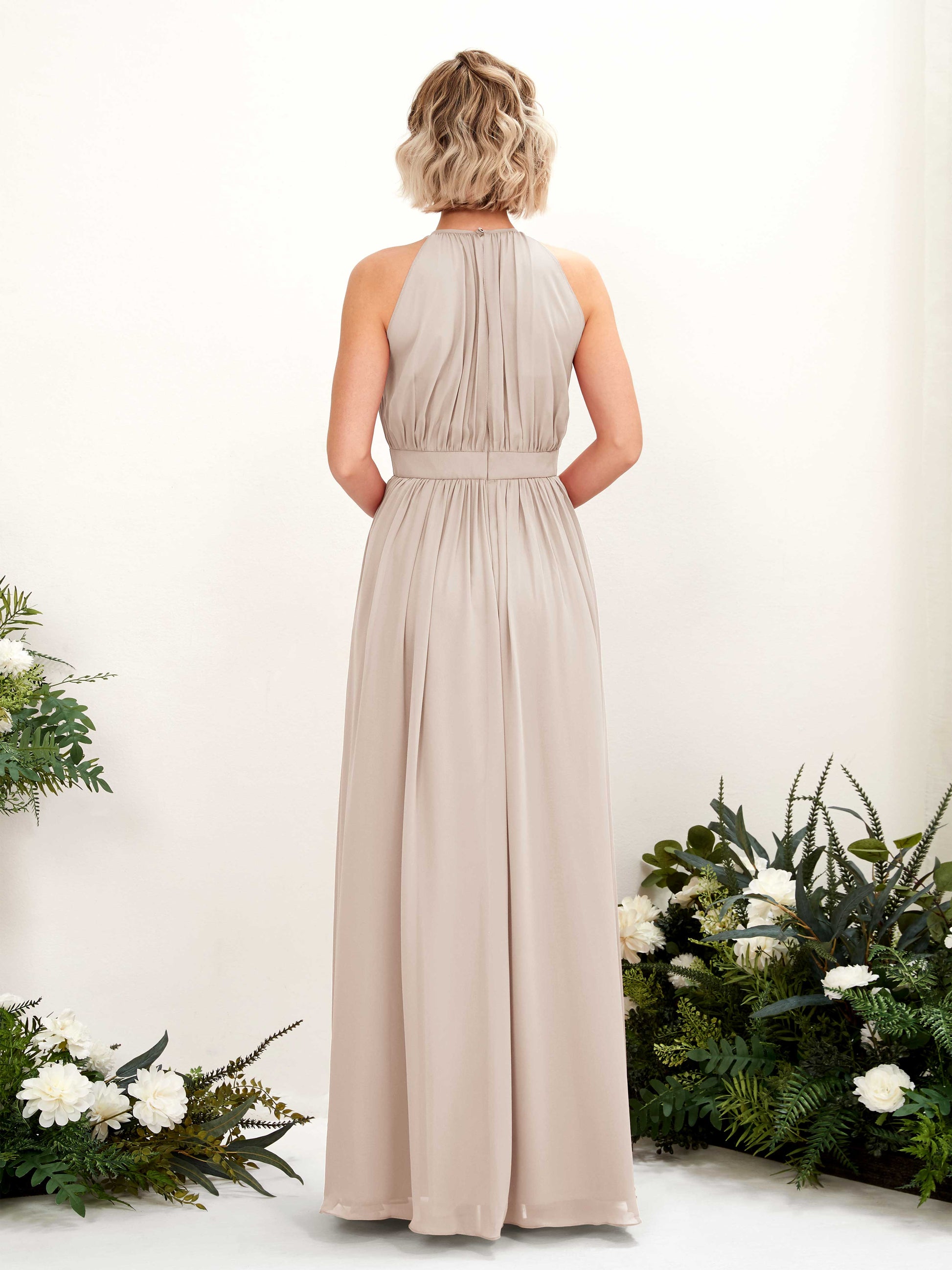 Eden Champagne Halter Maxi Dress