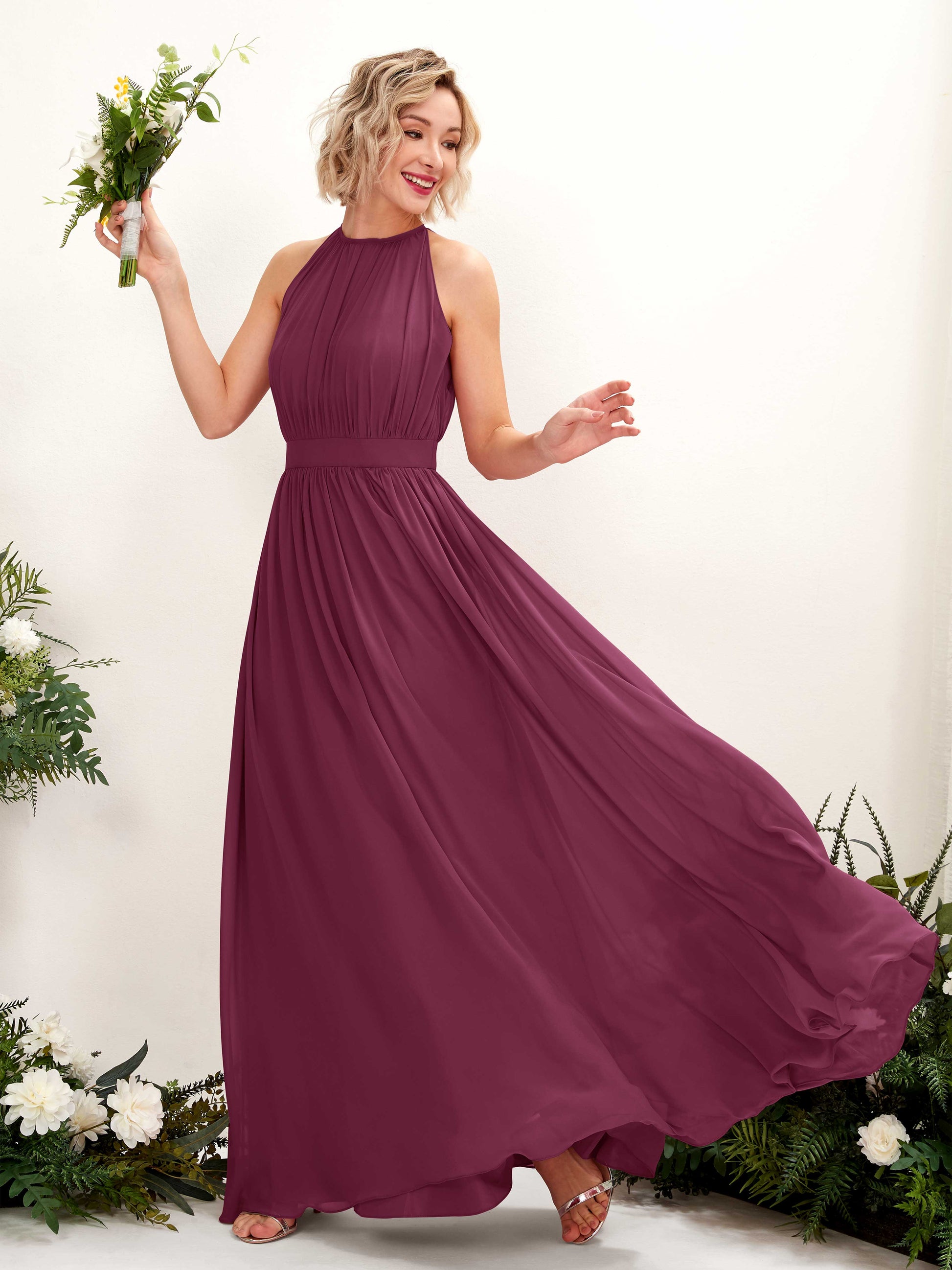 Eden Chianti Halter Maxi Dress