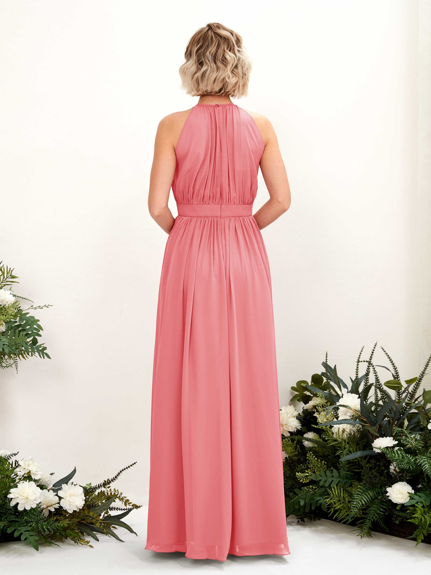 Eden Coral Pink Halter Maxi Dress