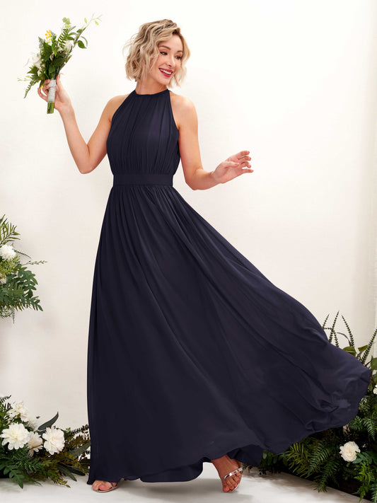 Eden Dark Navy Halter Maxi Dress