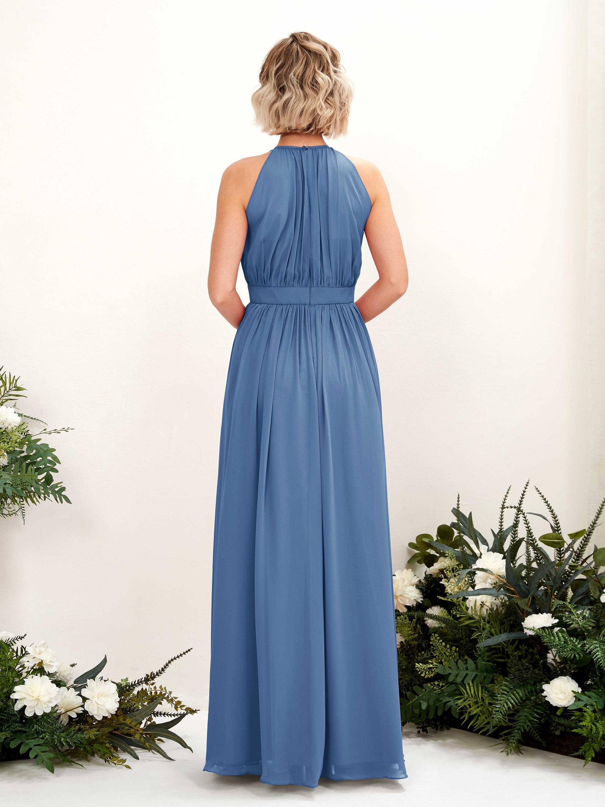 Eden Dusty Blue Halter Maxi Dress