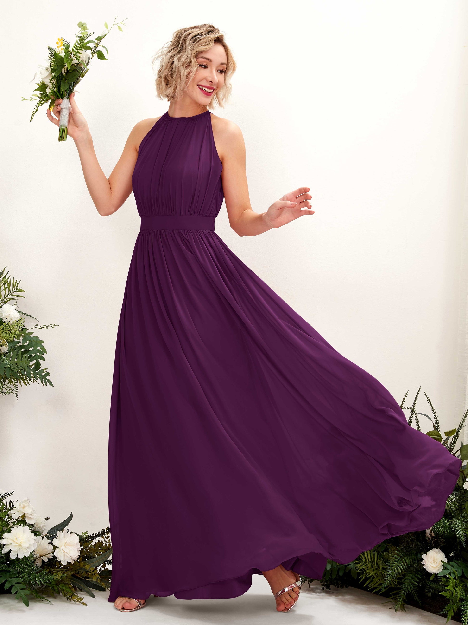 Eden Grape Halter Maxi Dress