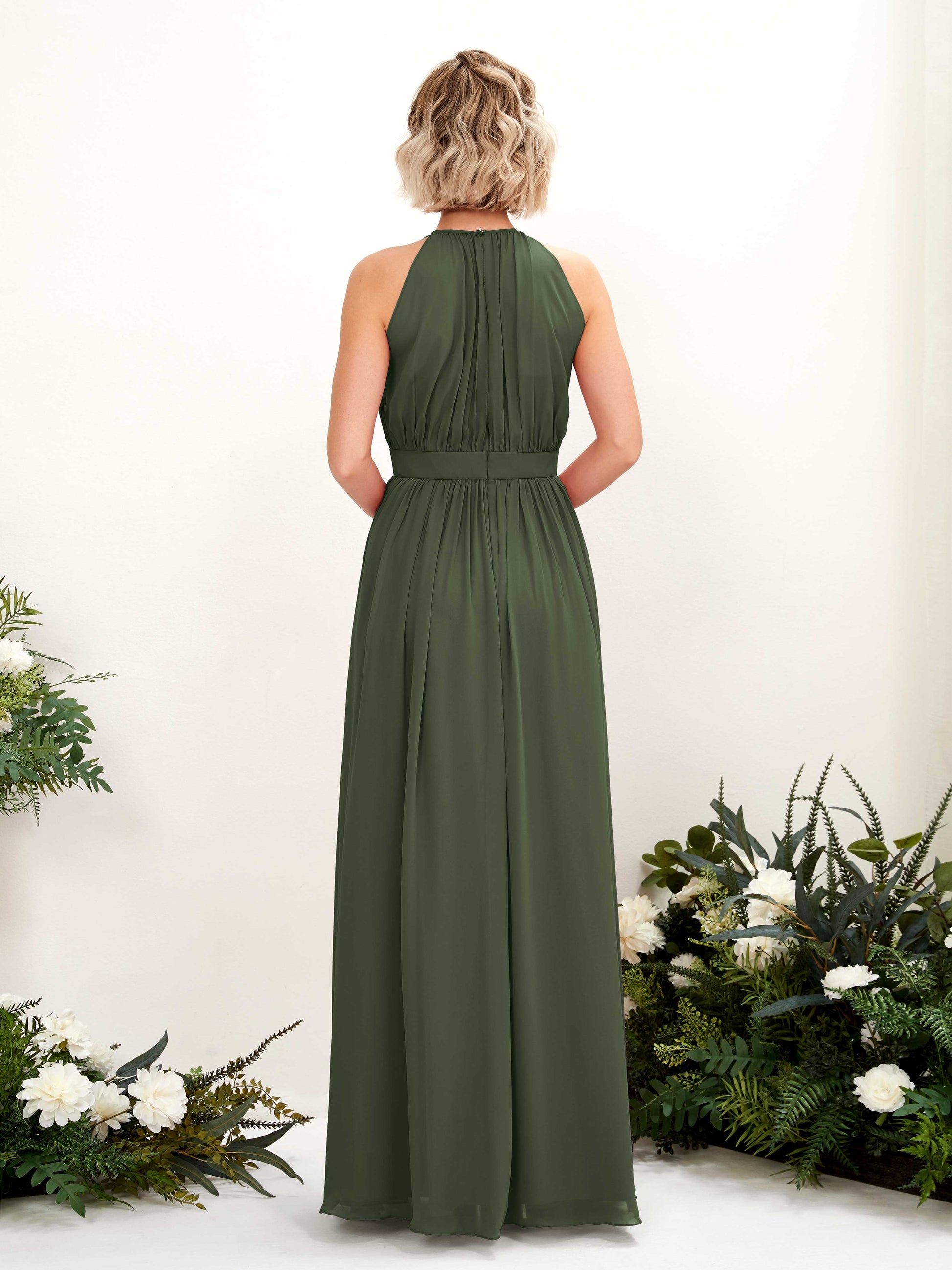 Eden Martini Olive Halter Maxi Dress