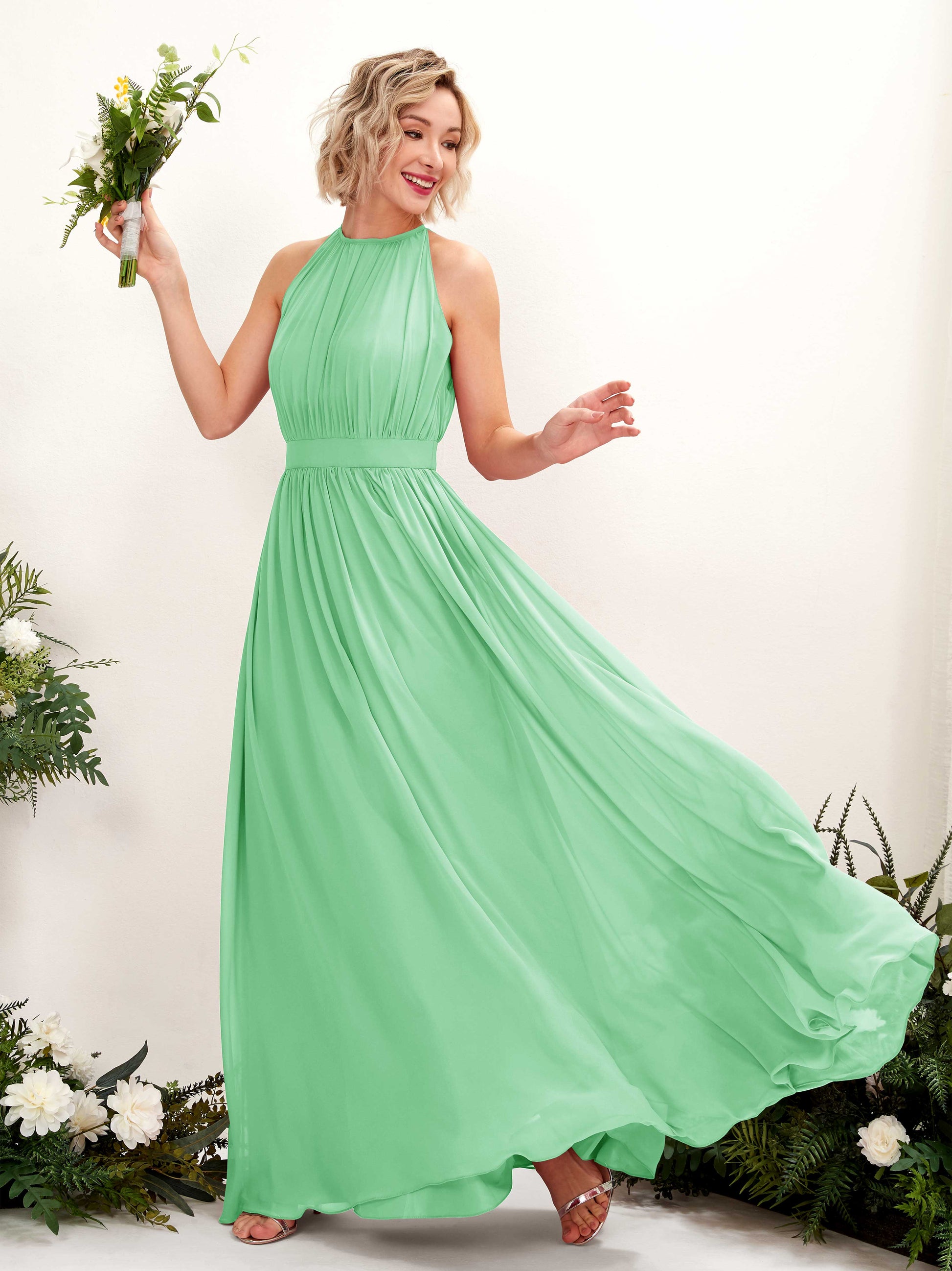 Eden Mint Green Halter Maxi Dress