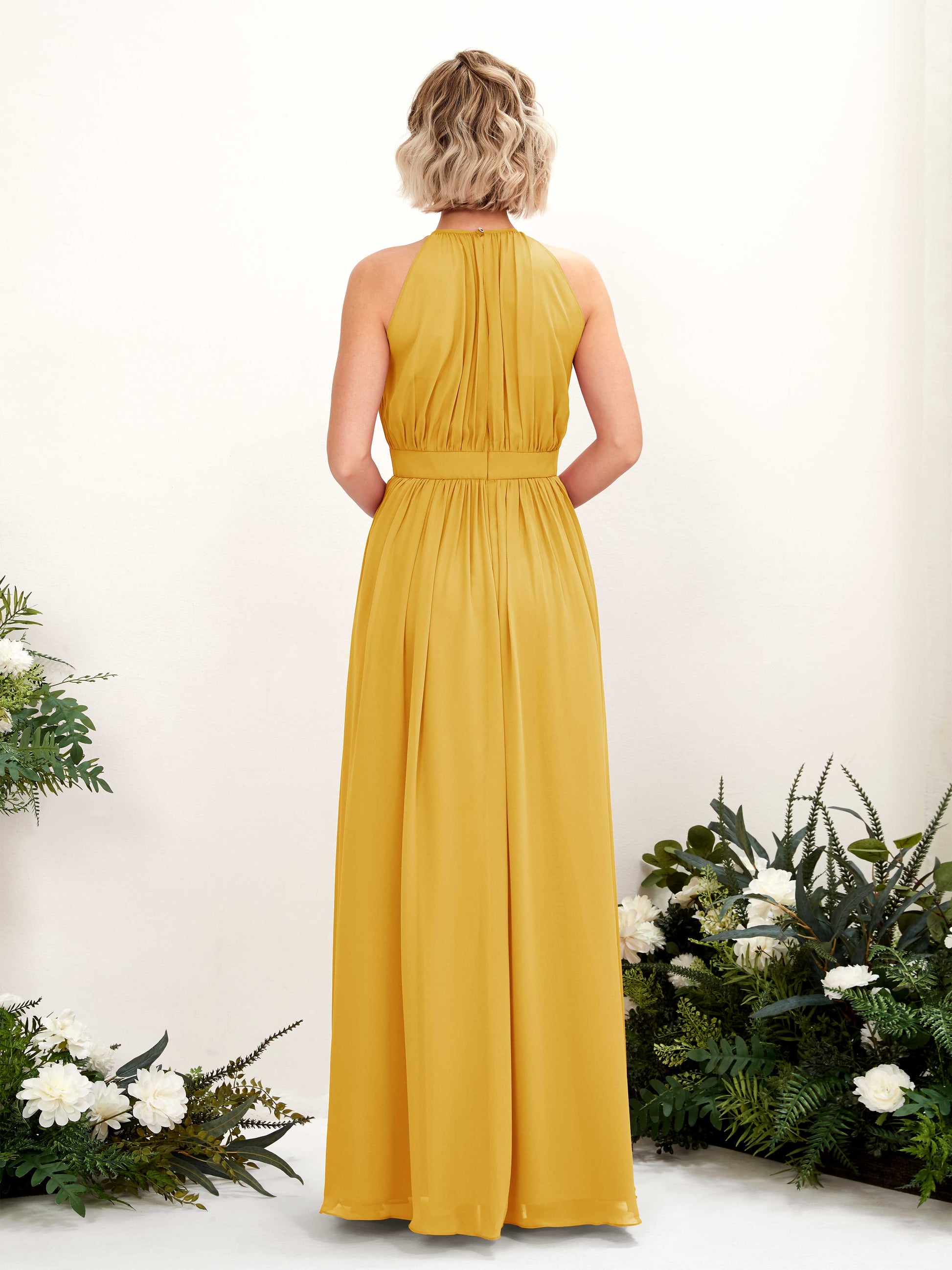 Eden Mustard Yellow Halter Maxi Dress