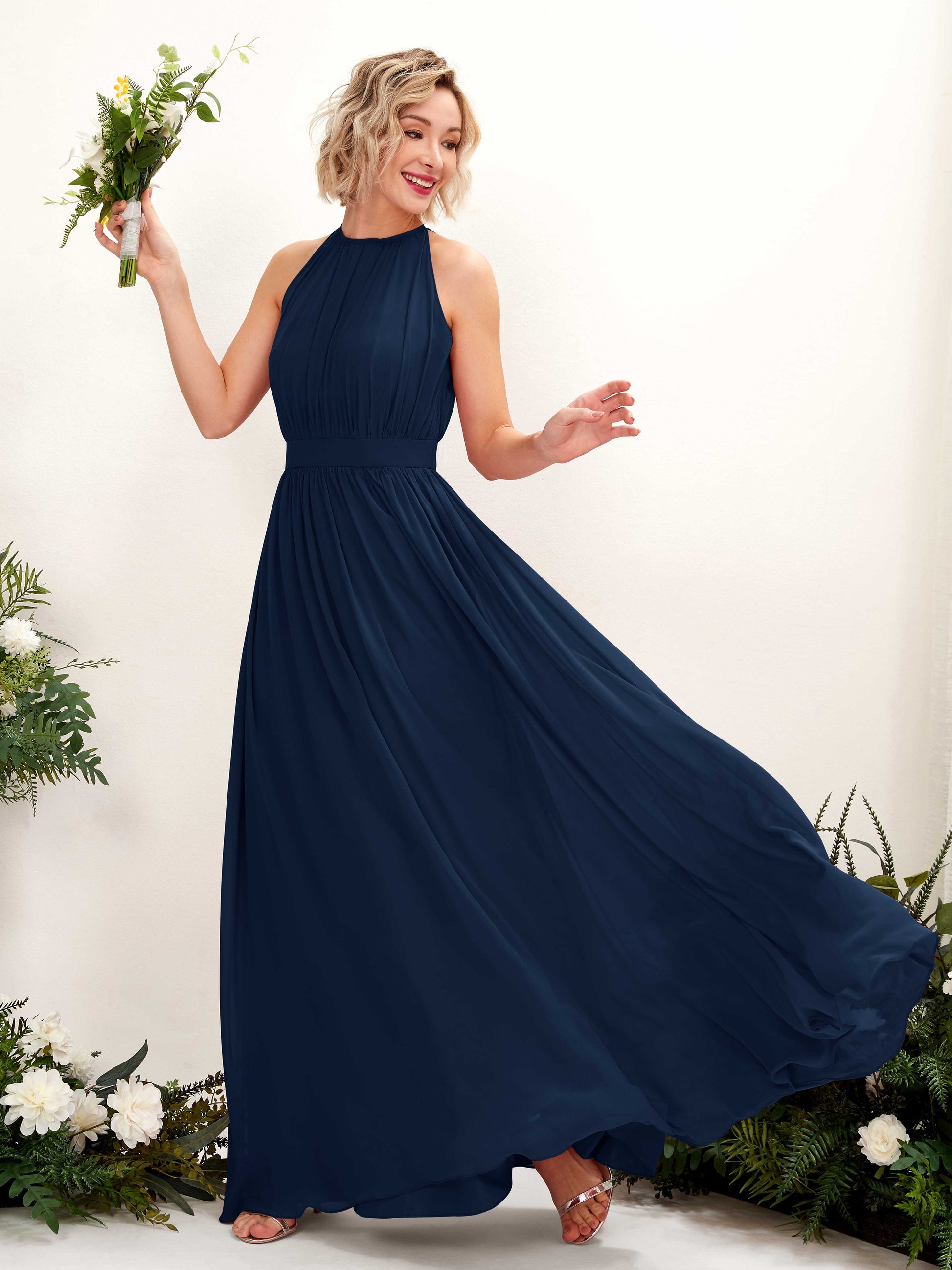 Eden Navy Halter Maxi Dress