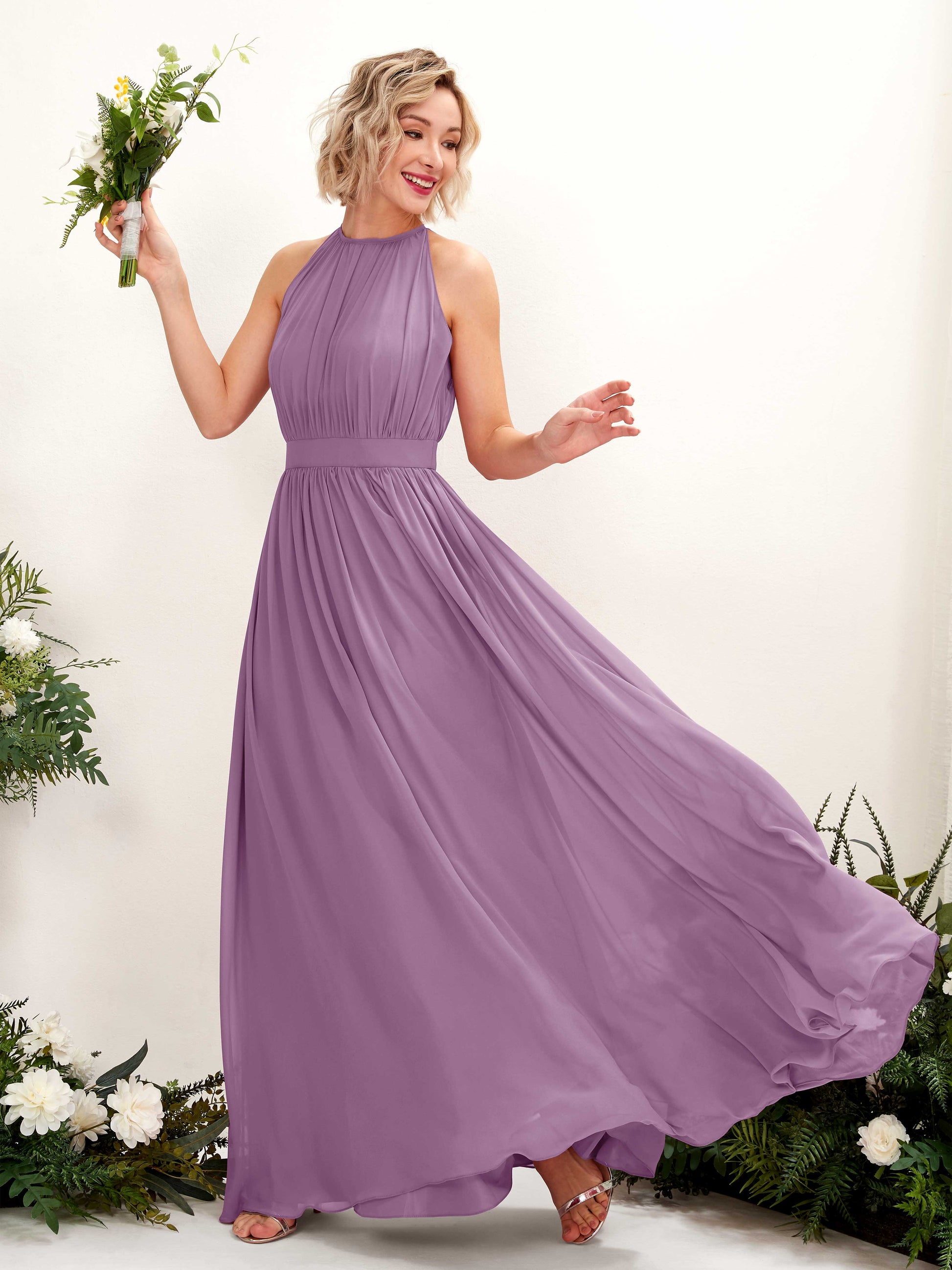 Eden Orchid Mist Halter Maxi Dress