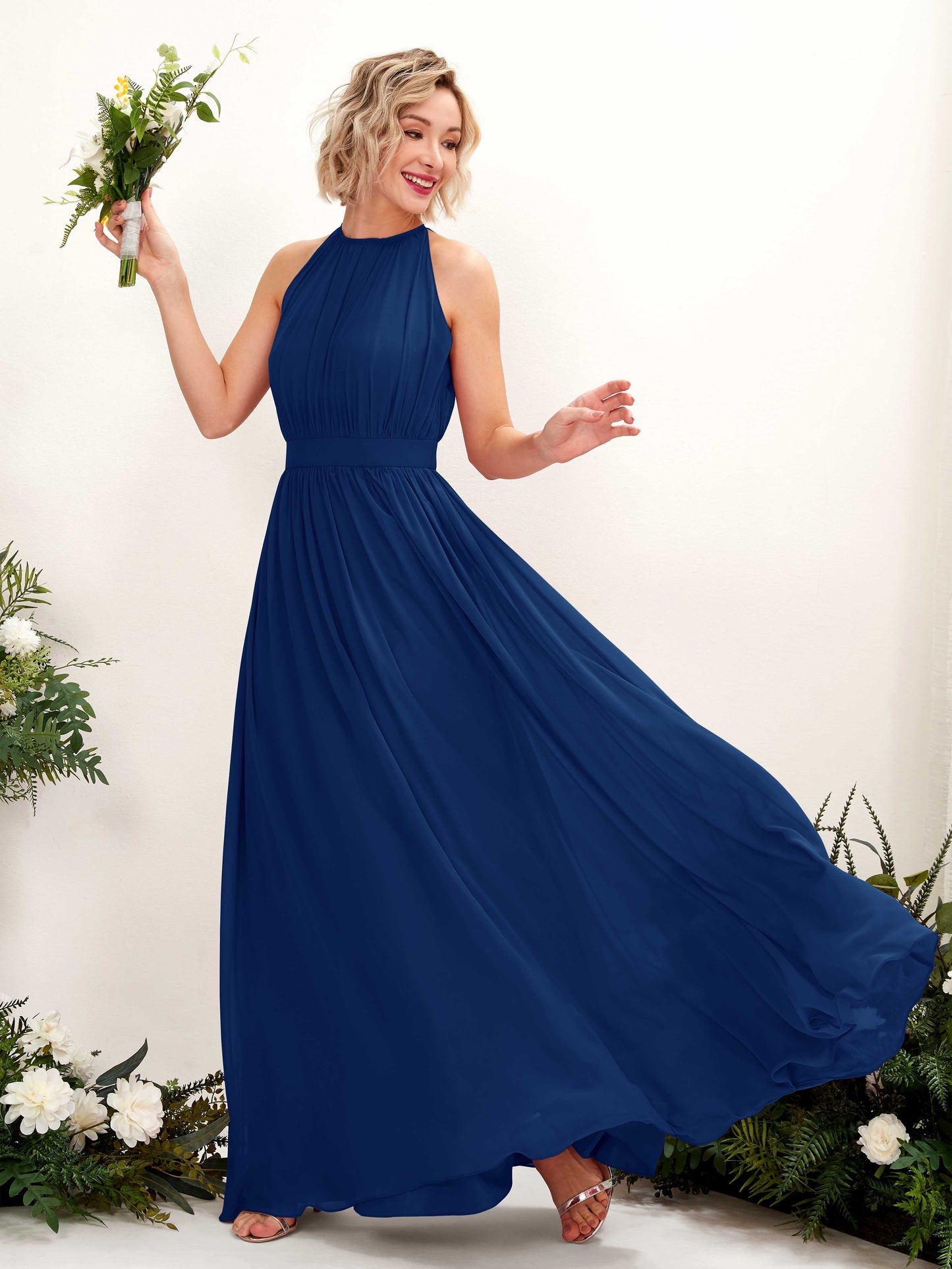 Eden Royal Blue Halter Maxi Dress