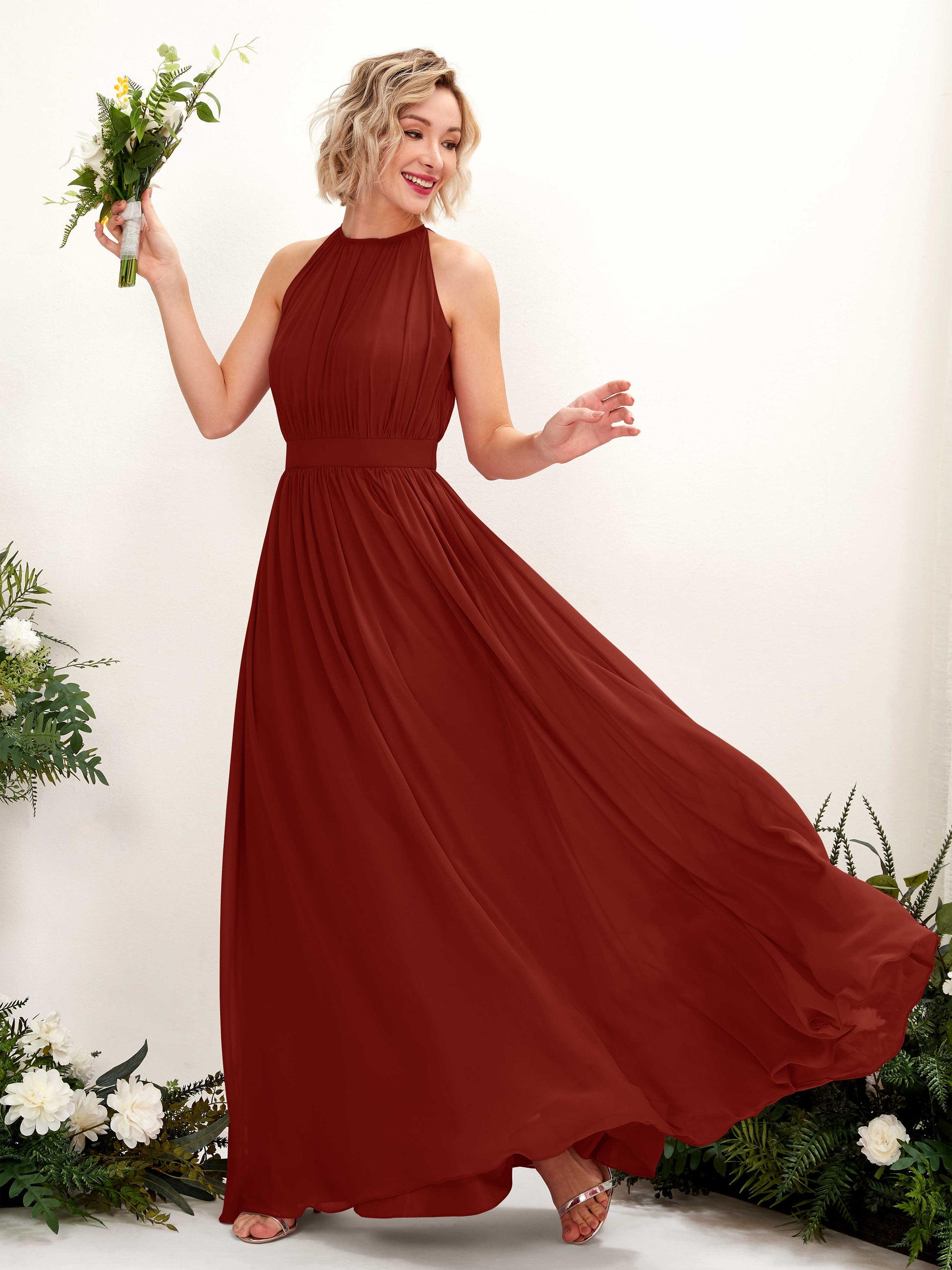 Eden Rust Halter Maxi Dress