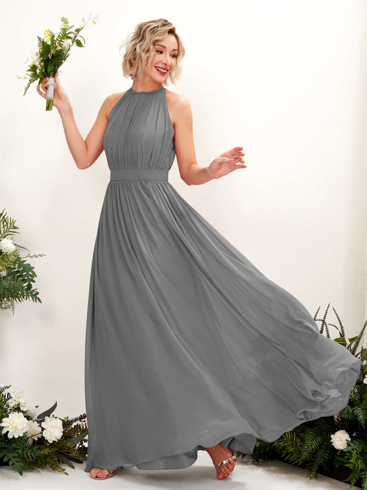 Eden Steel Gray Halter Maxi Dress