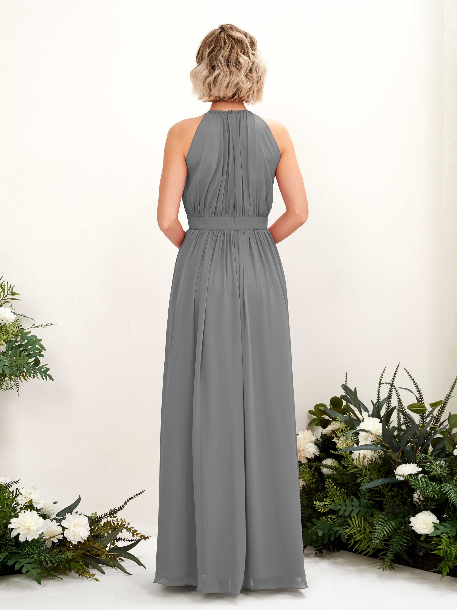 Eden Steel Gray Halter Maxi Dress