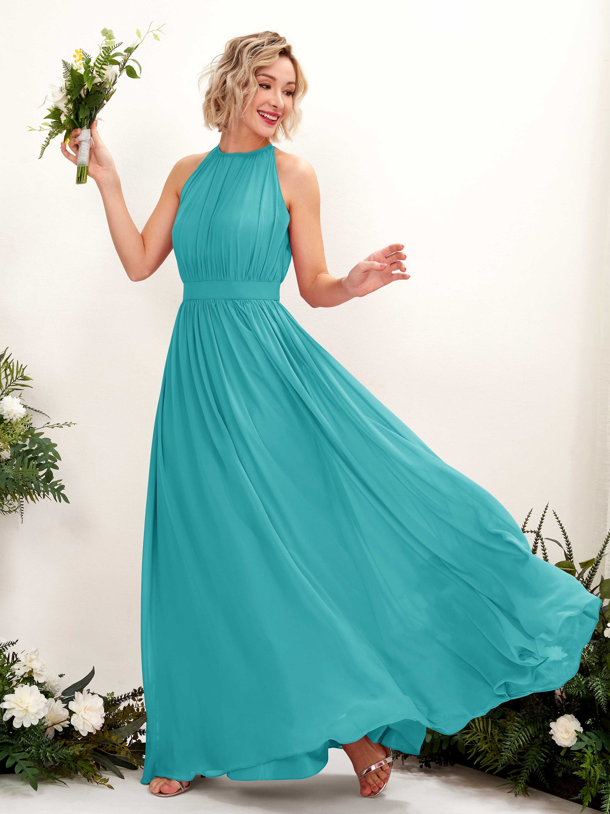 Eden Turquoise Halter Maxi Dress