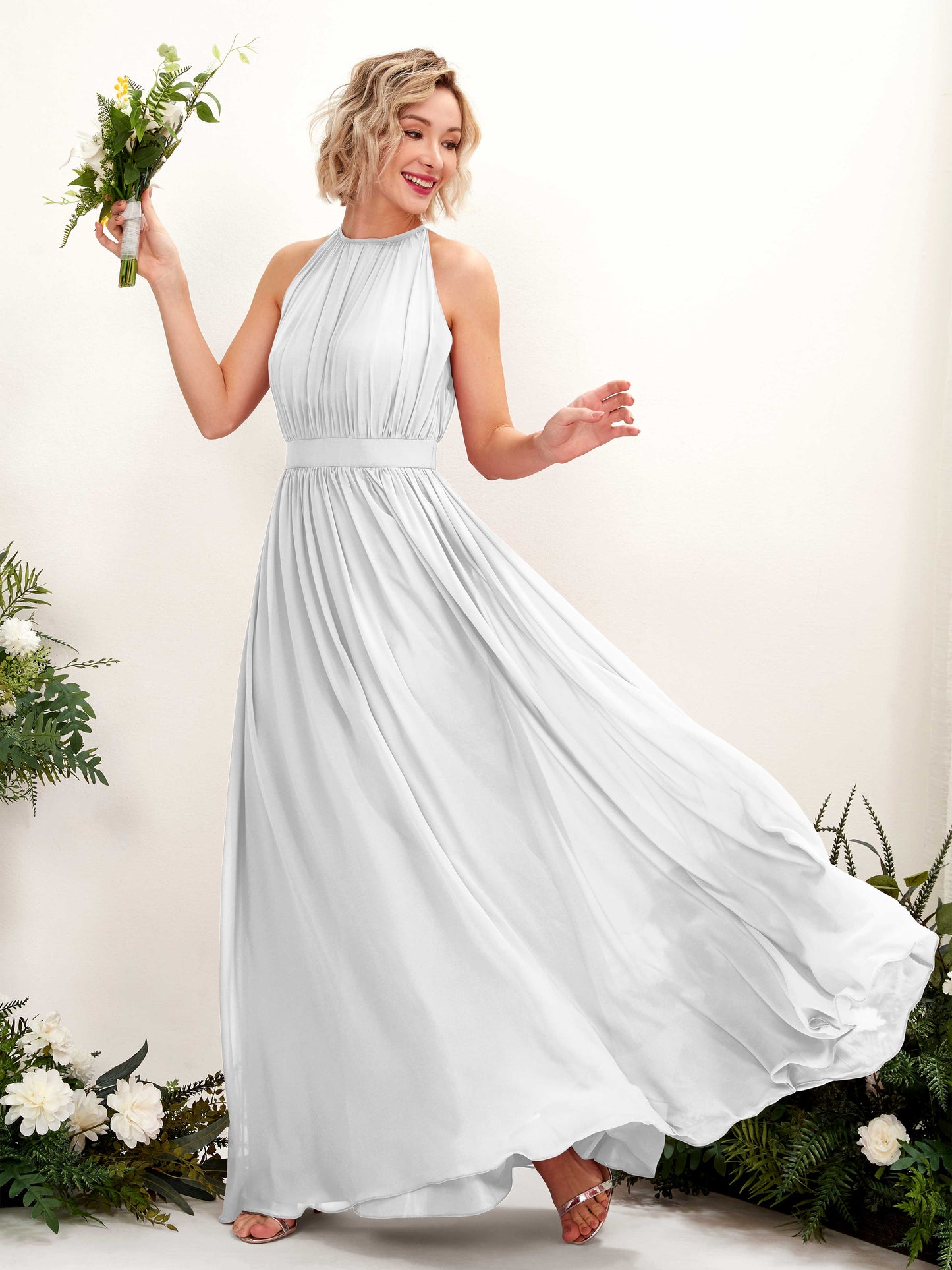 Eden White Halter Maxi Dress