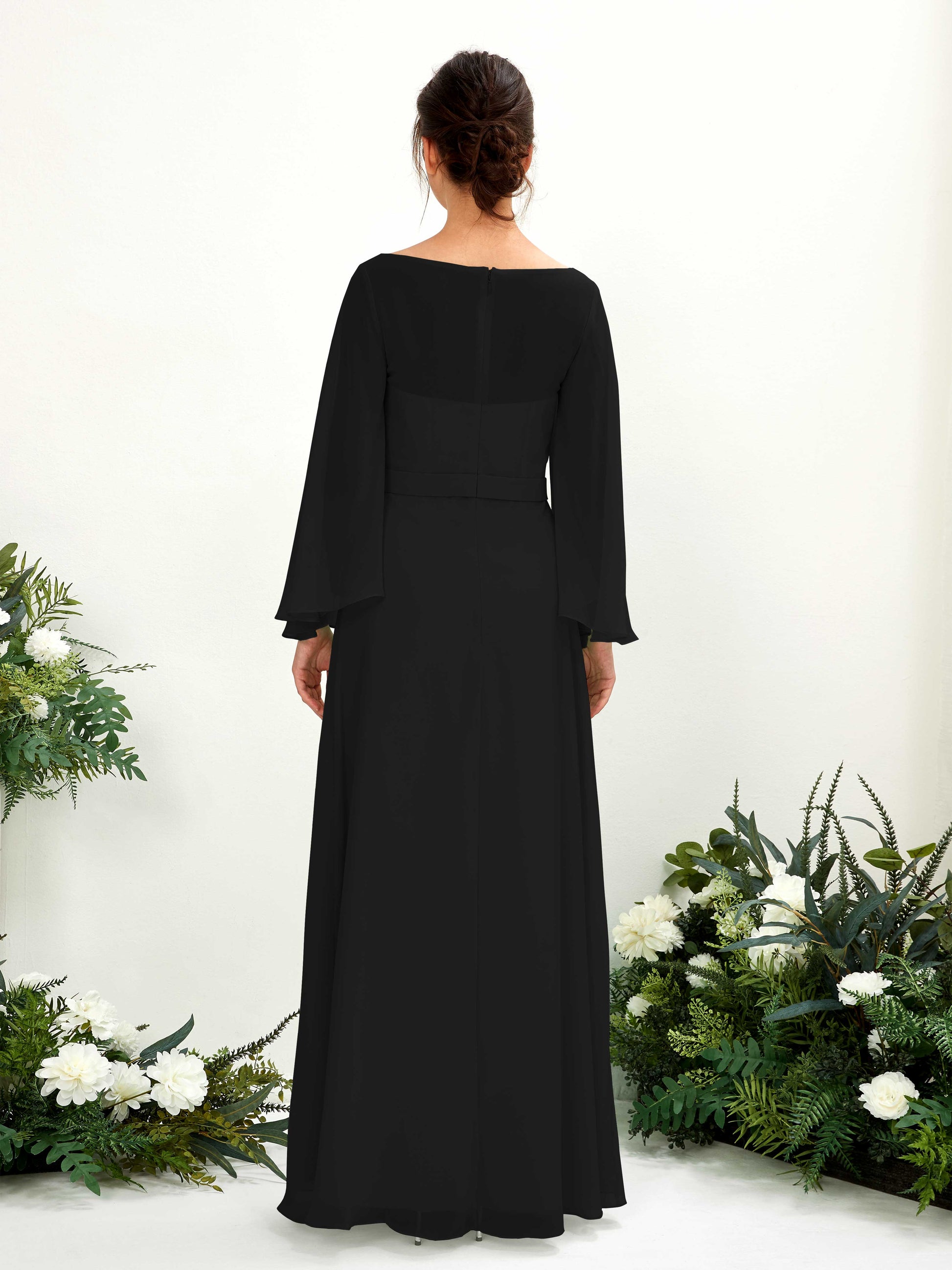 Elie Black Long Sleeve Maxi Dress