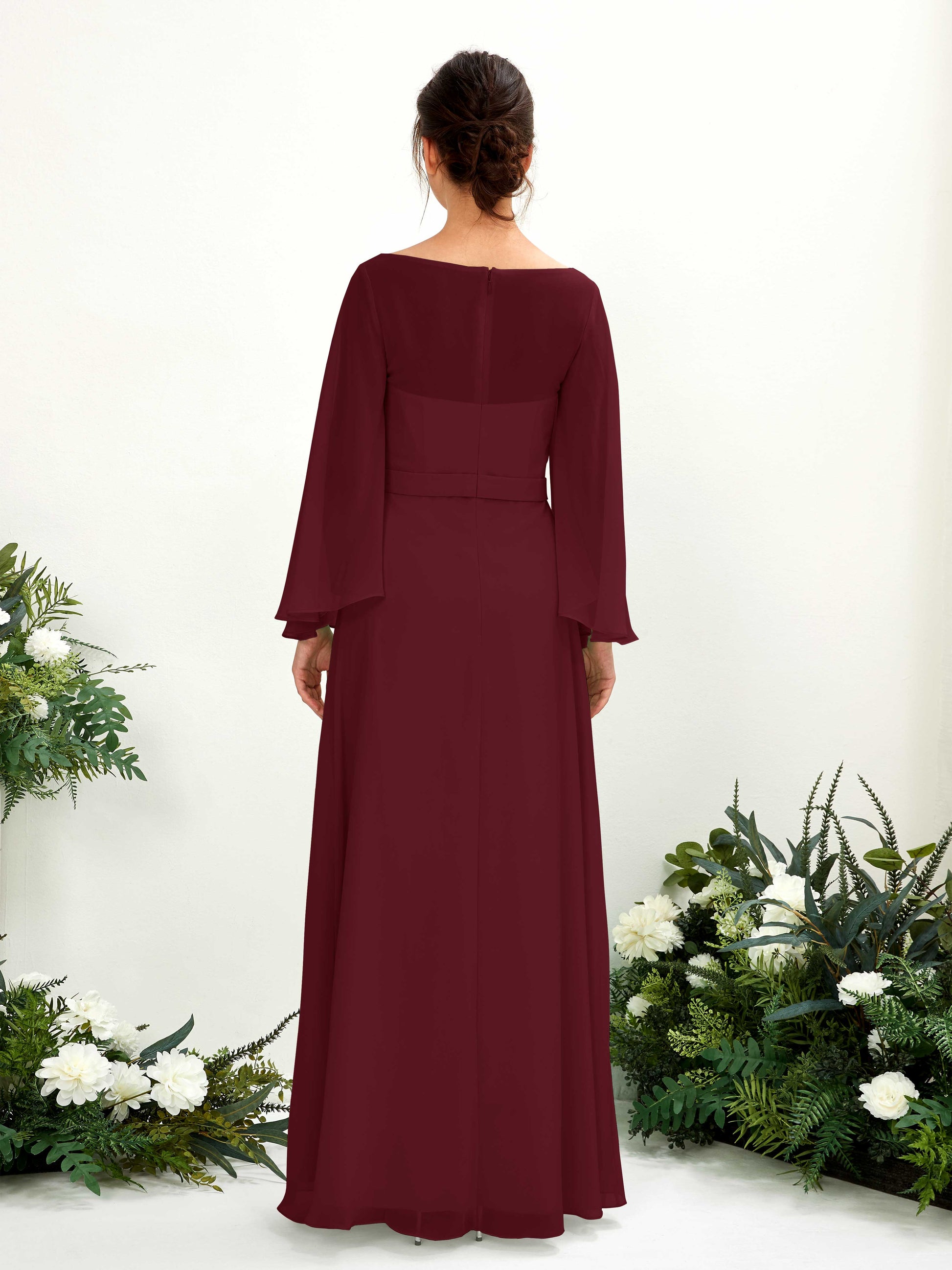 Elie Burgundy Long Sleeve Maxi Dress