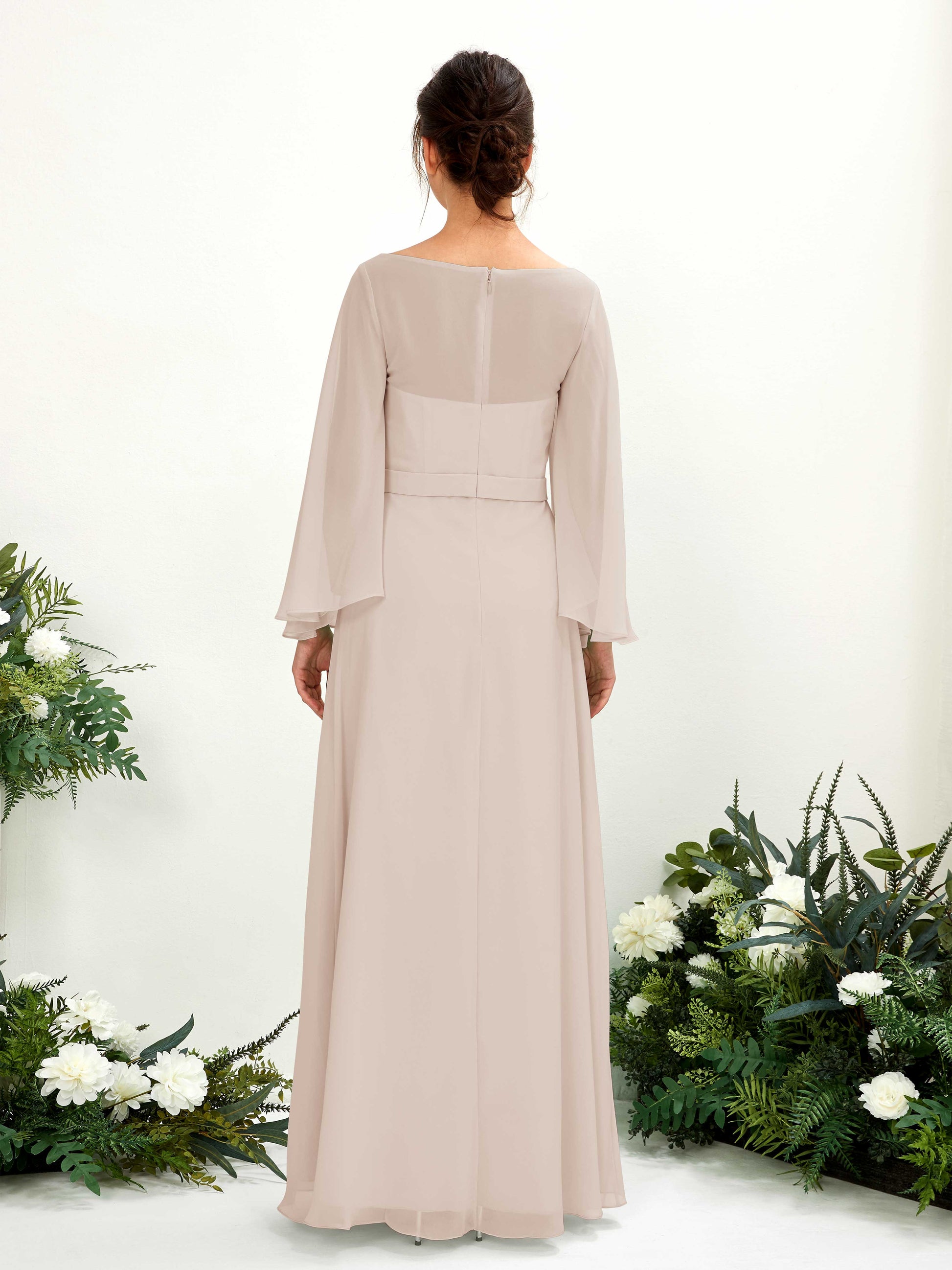 Elie Champagne Long Sleeve Maxi Dress