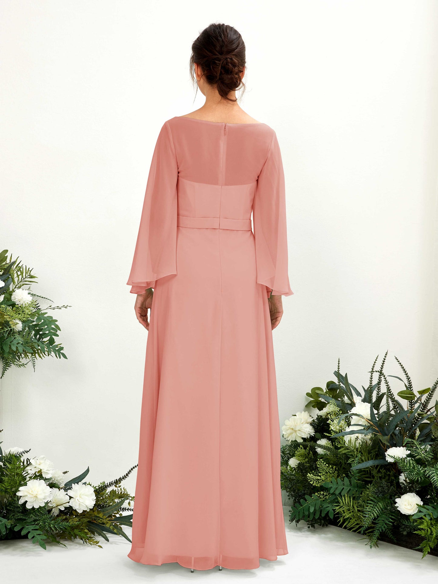 Elie Champagne Rose Long Sleeve Maxi Dress