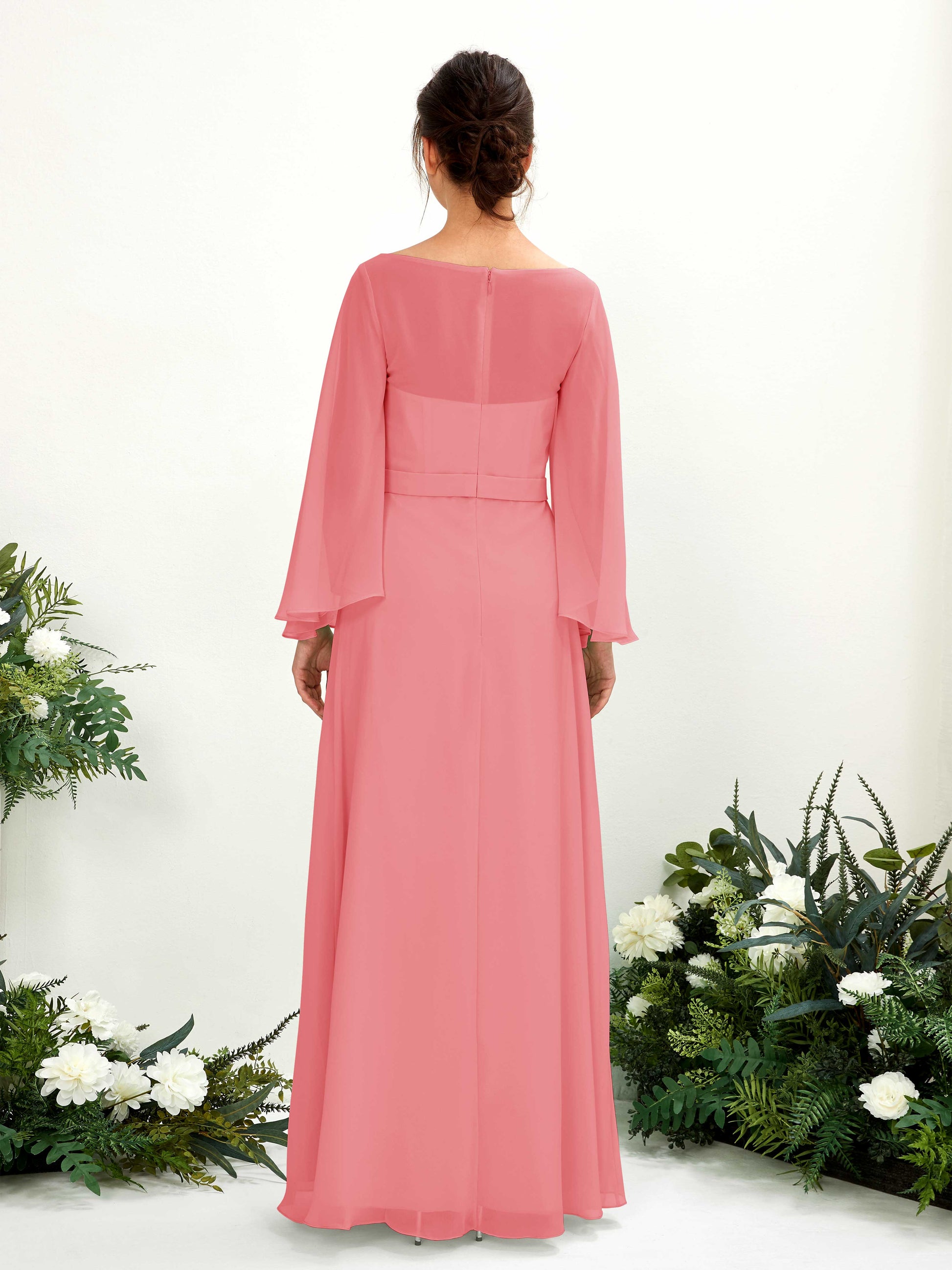 Elie Coral Pink Long Sleeve Maxi Dress