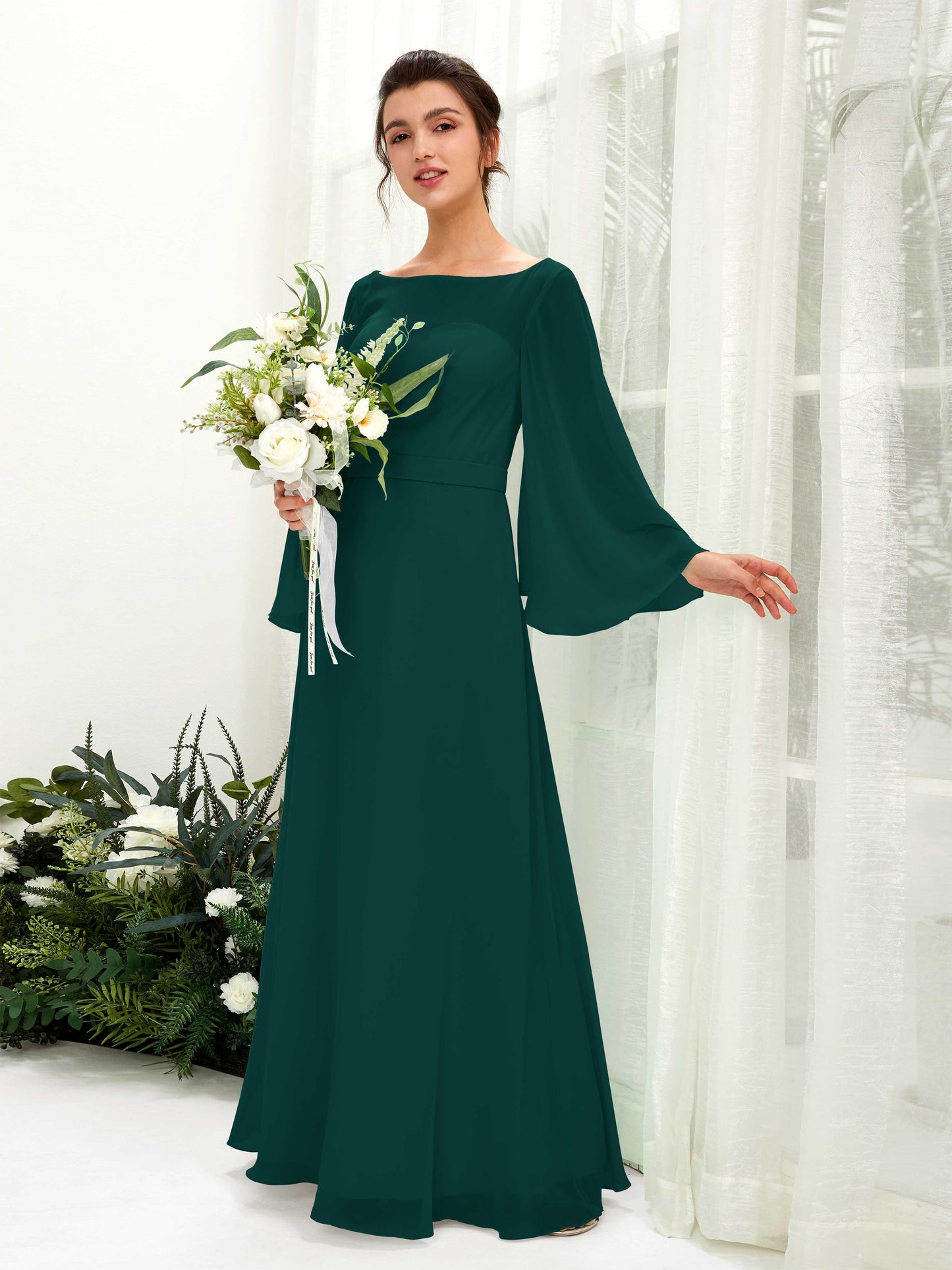 Elie Dark Emerald Long Sleeve Maxi Dress