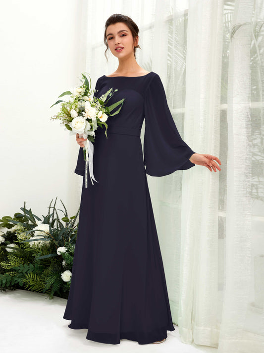 Elie Dark Navy Long Sleeve Maxi Dress