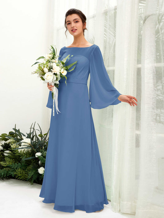 Elie Dusty Blue Long Sleeve Maxi Dress