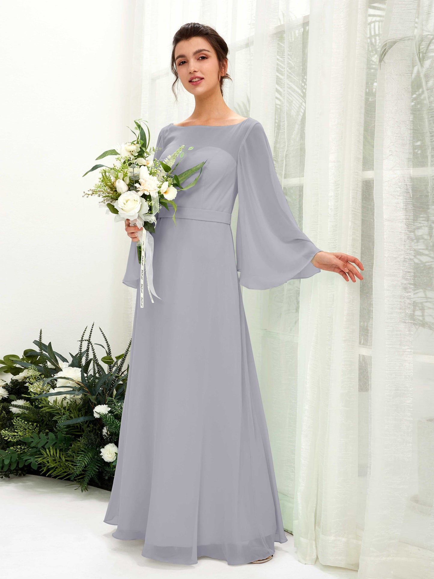 Elie Dusty Lavender Long Sleeve Maxi Dress