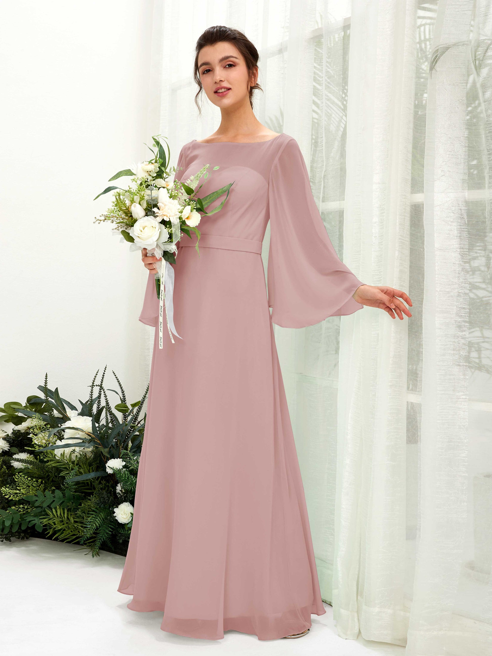 Elie Dusty Rose Long Sleeve Maxi Dress