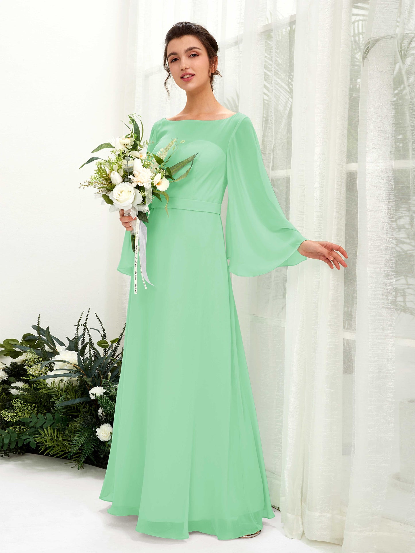 Elie Mint Green Long Sleeve Maxi Dress