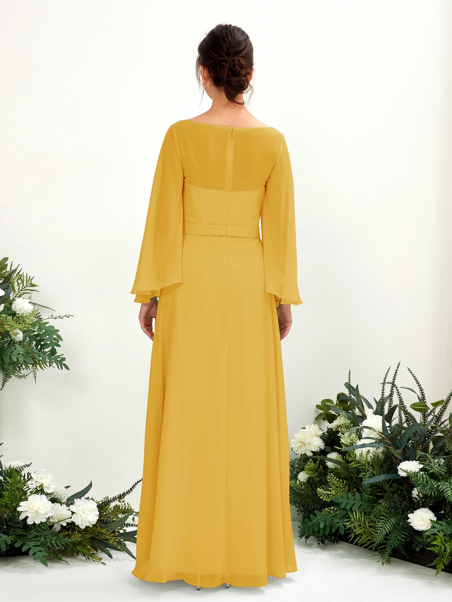 Elie Mustard Yellow Long Sleeve Maxi Dress