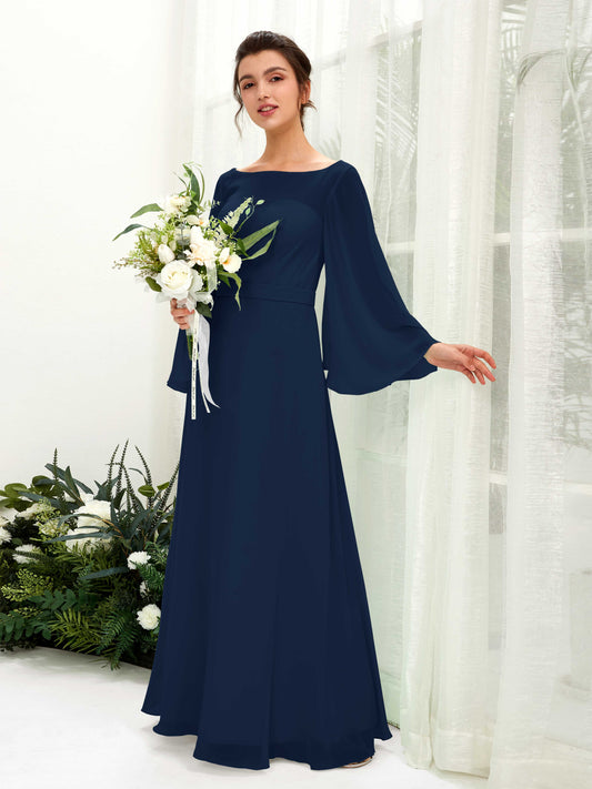 Elie Navy Long Sleeve Maxi Dress