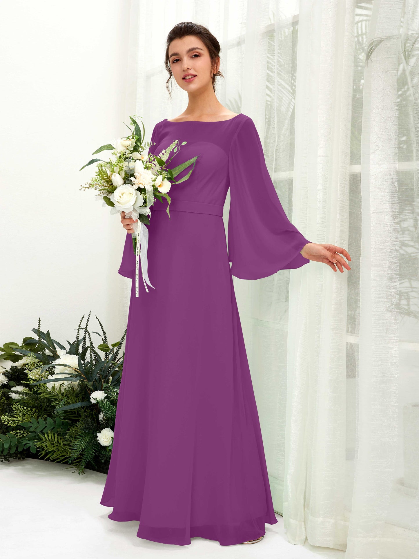 Elie Purple Long Sleeve Maxi Dress