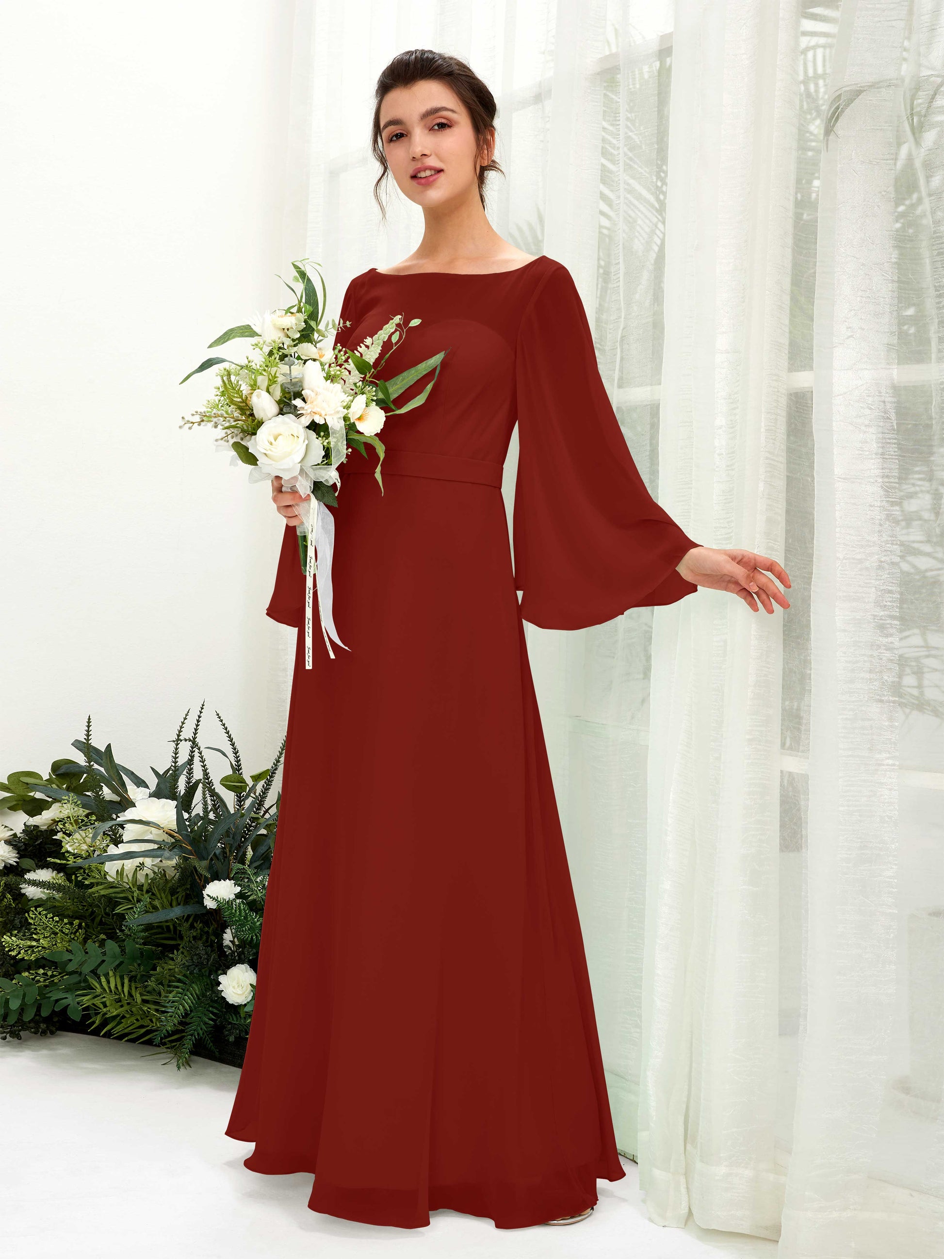 Elie Rust Long Sleeve Maxi Dress