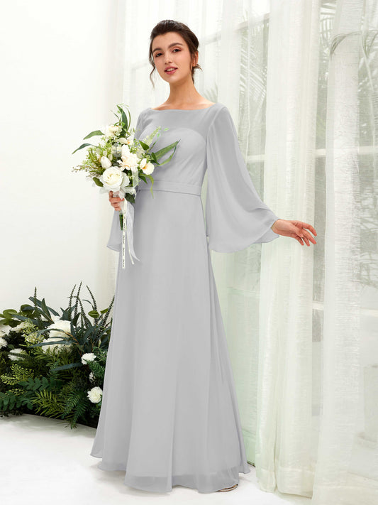 Elie Silver Long Sleeve Maxi Dress