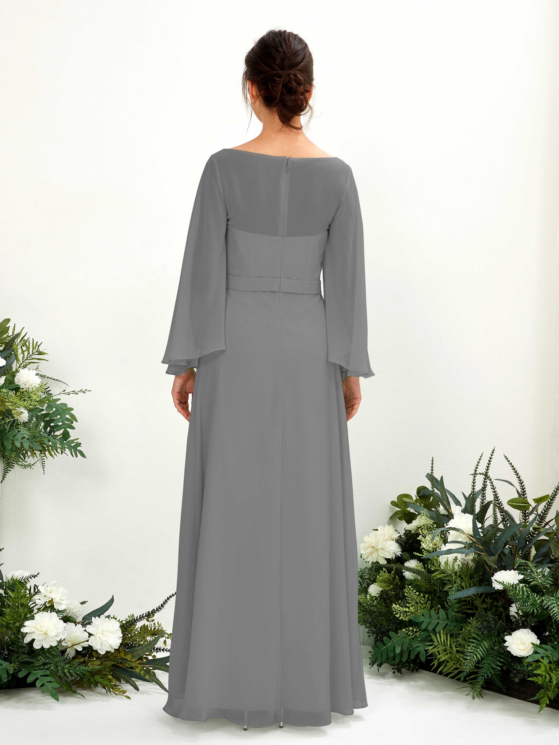 Elie Steel Gray Long Sleeve Maxi Dress