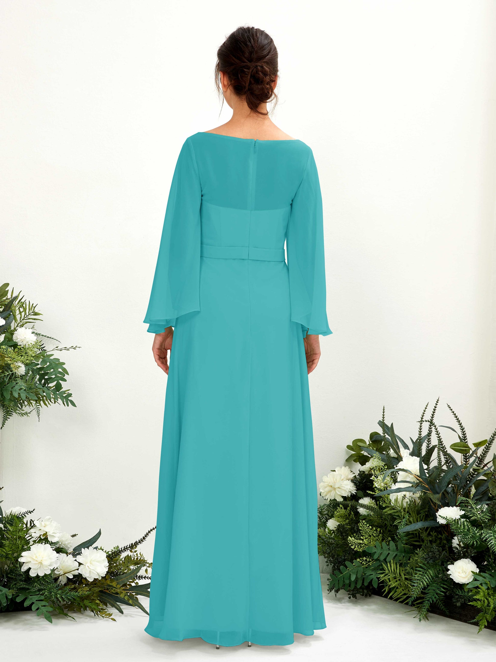 Elie Turquoise Long Sleeve Maxi Dress