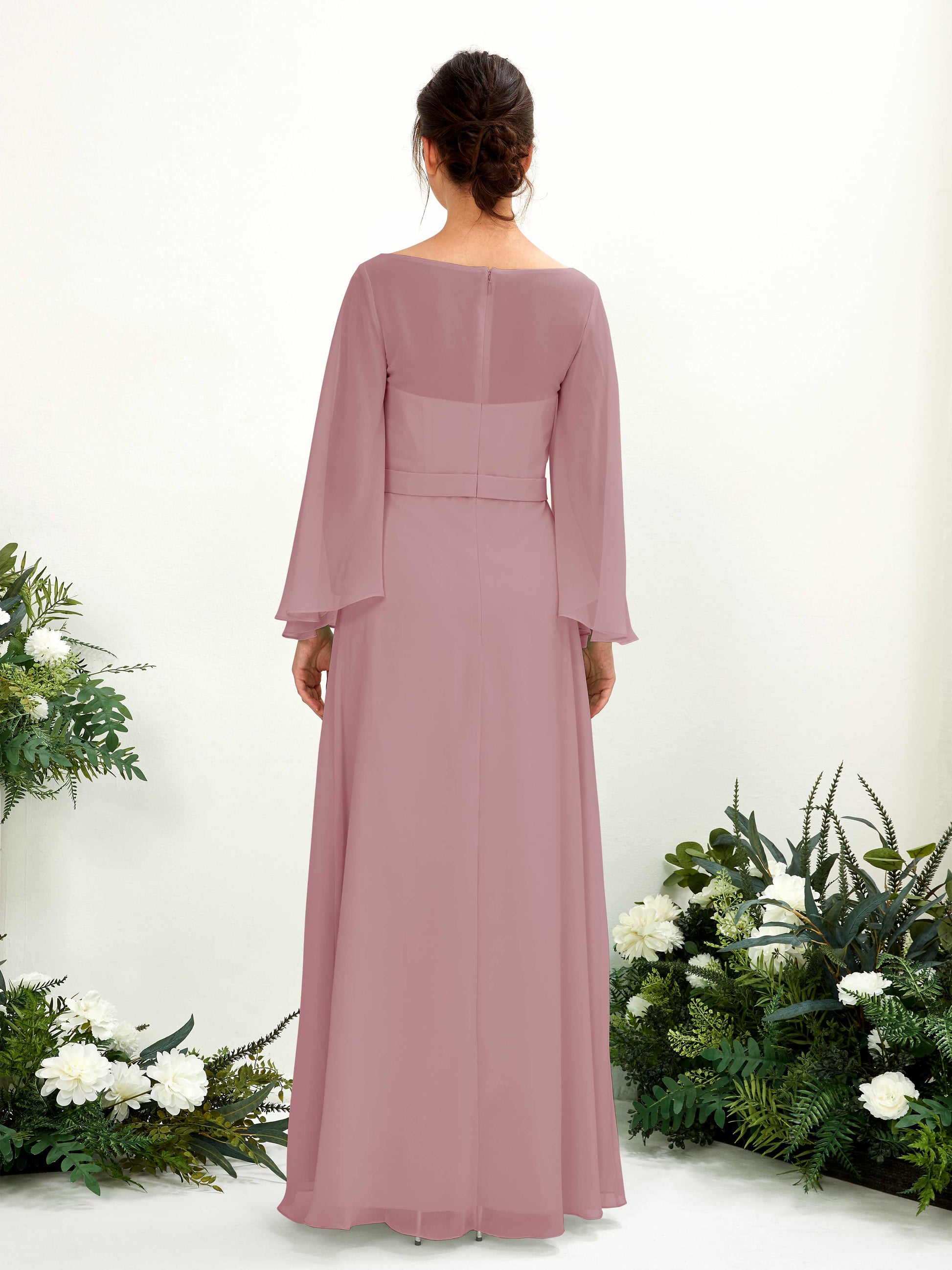 Elie Vintage Mauve Long Sleeve Maxi Dress