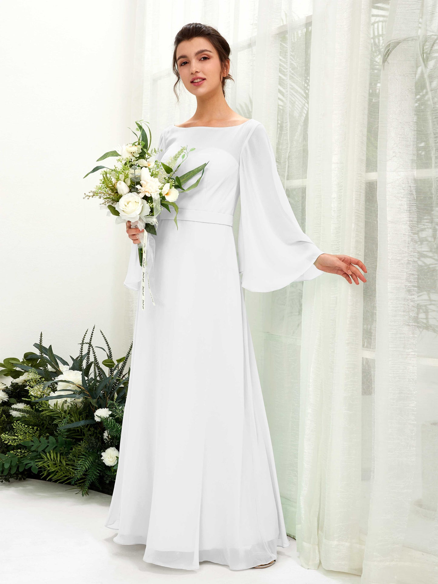 Elie White Long Sleeve Maxi Dress