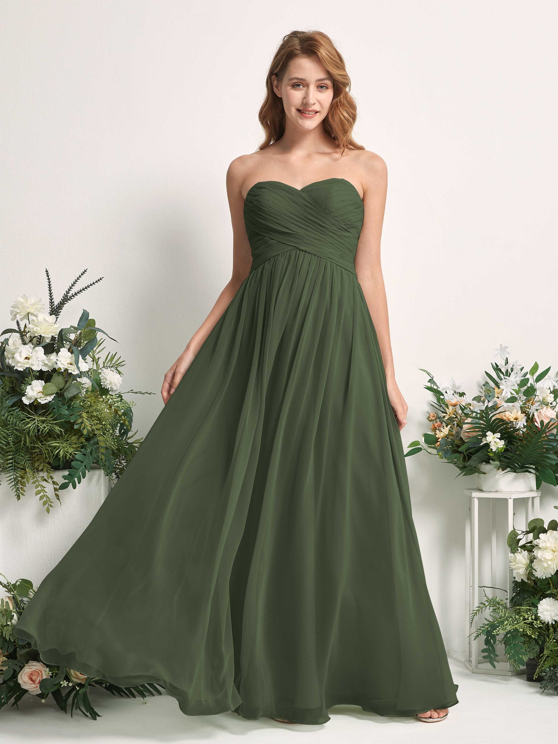 Elma Martini Olive Sleeveless Maxi Dress