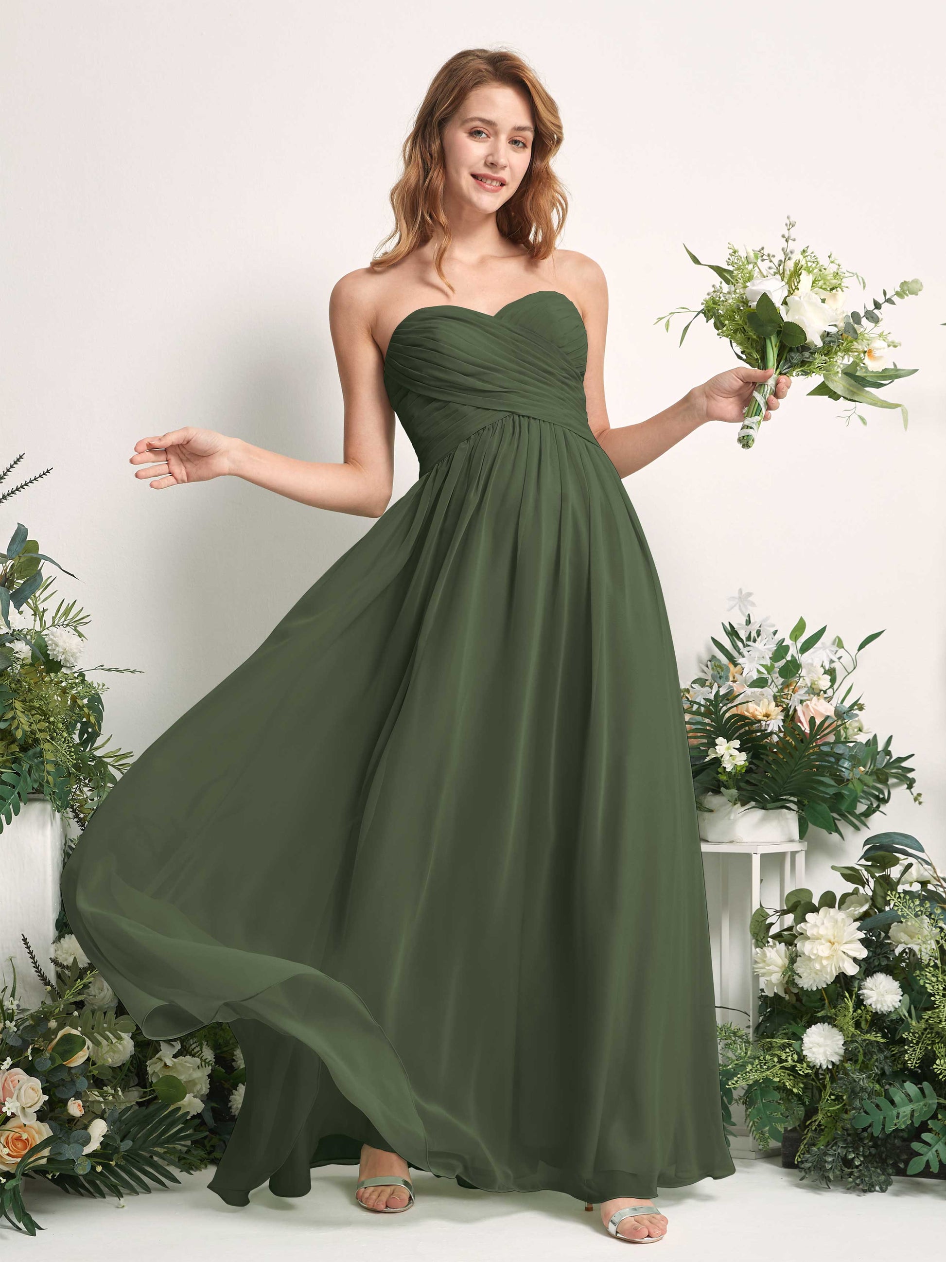 Elma Martini Olive Sleeveless Maxi Dress