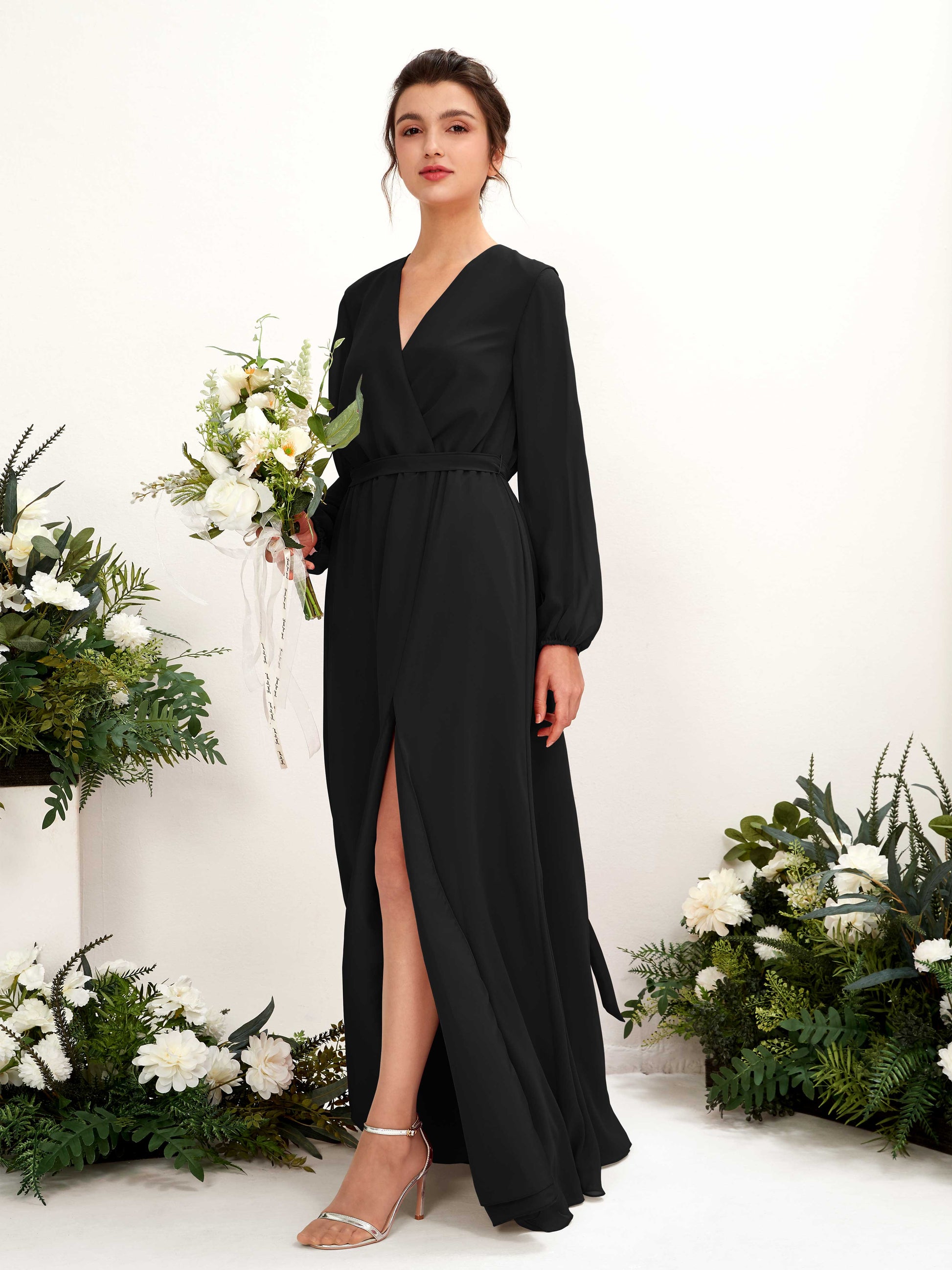 Elsie Black Long Sleeve Maxi Dress