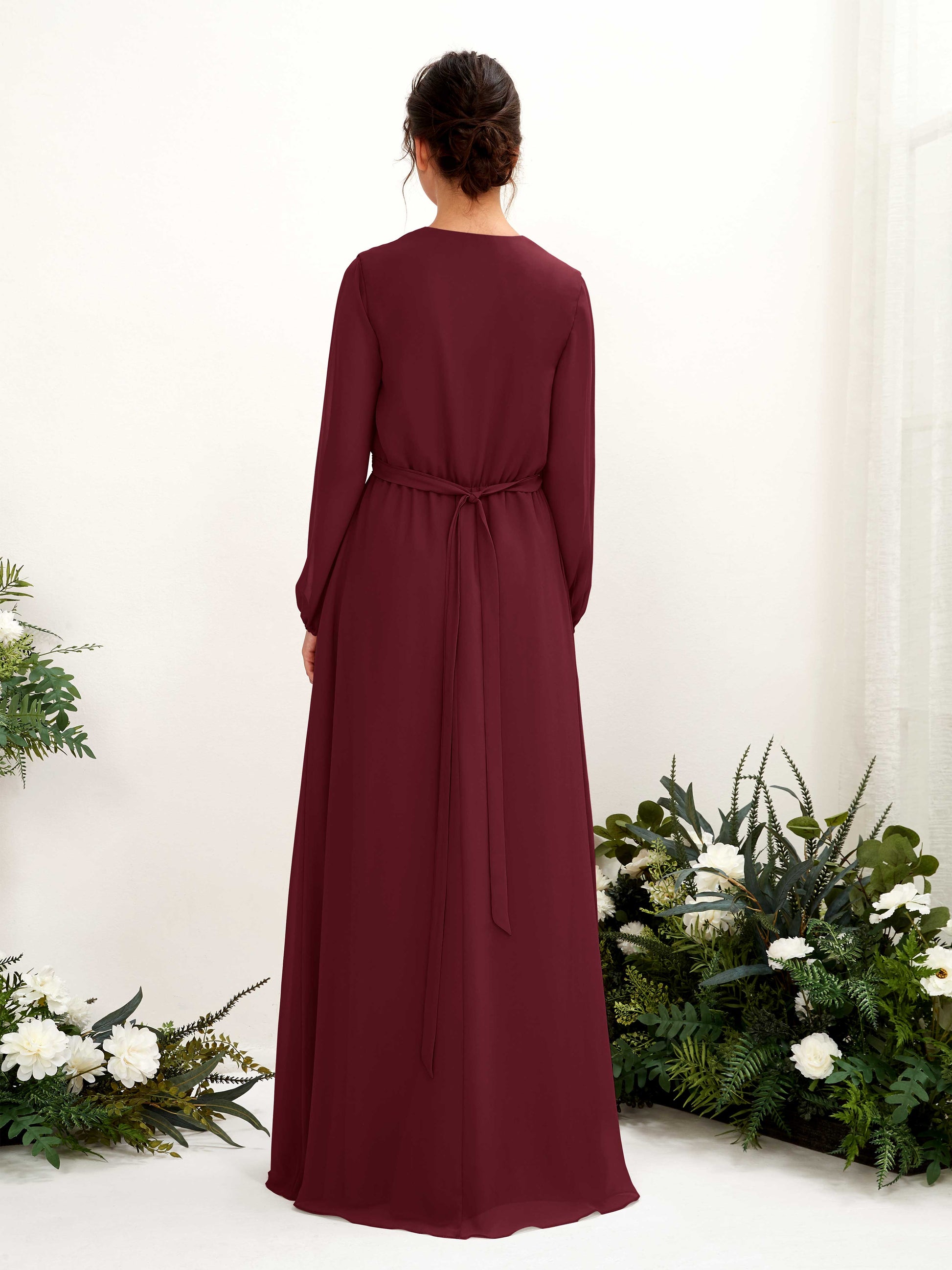 Elsie Burgundy Long Sleeve Maxi Dress