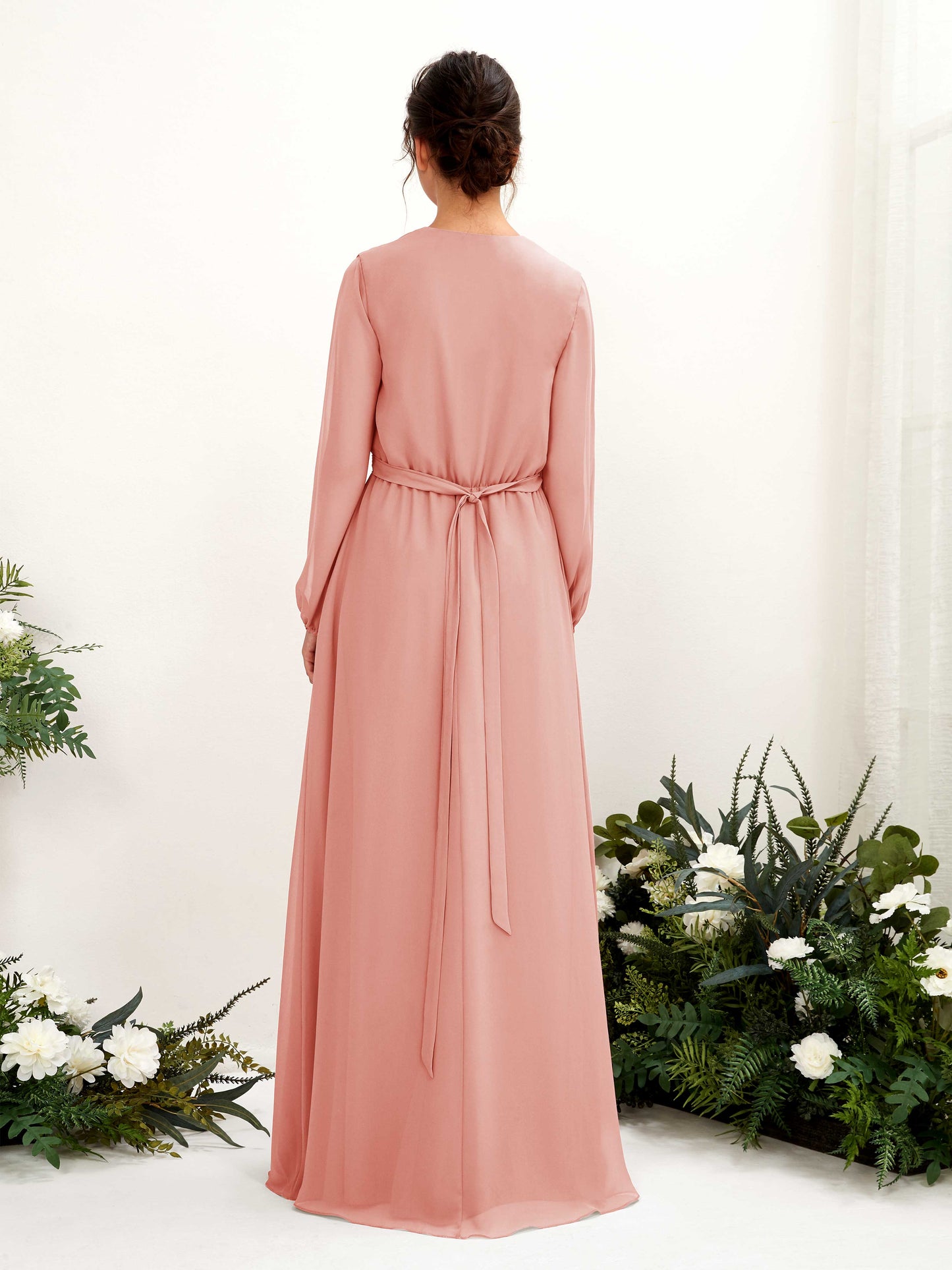 Elsie Champagne Rose Long Sleeve Maxi Dress