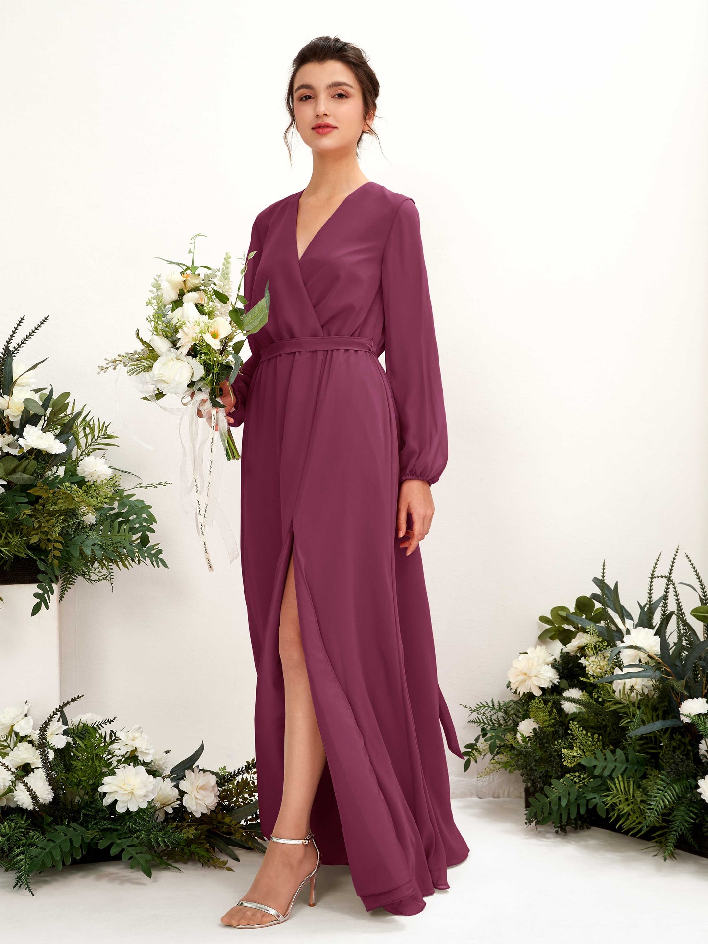 Elsie Chianti Long Sleeve Maxi Dress